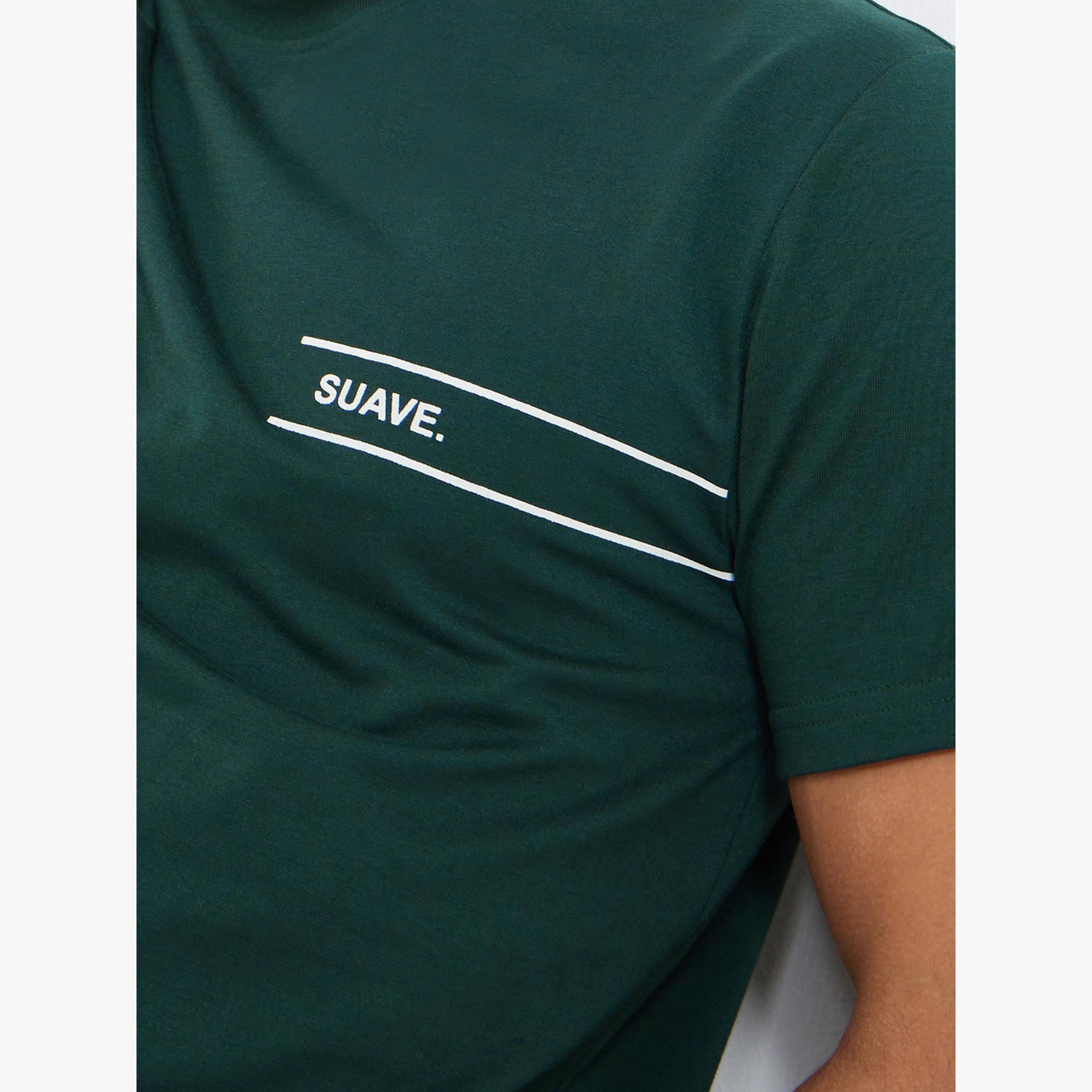 Styli Men Green Minimalist Print Crew Neck T-Shirt-men-clothing-tshirtsandpolos-tshirts-image-4