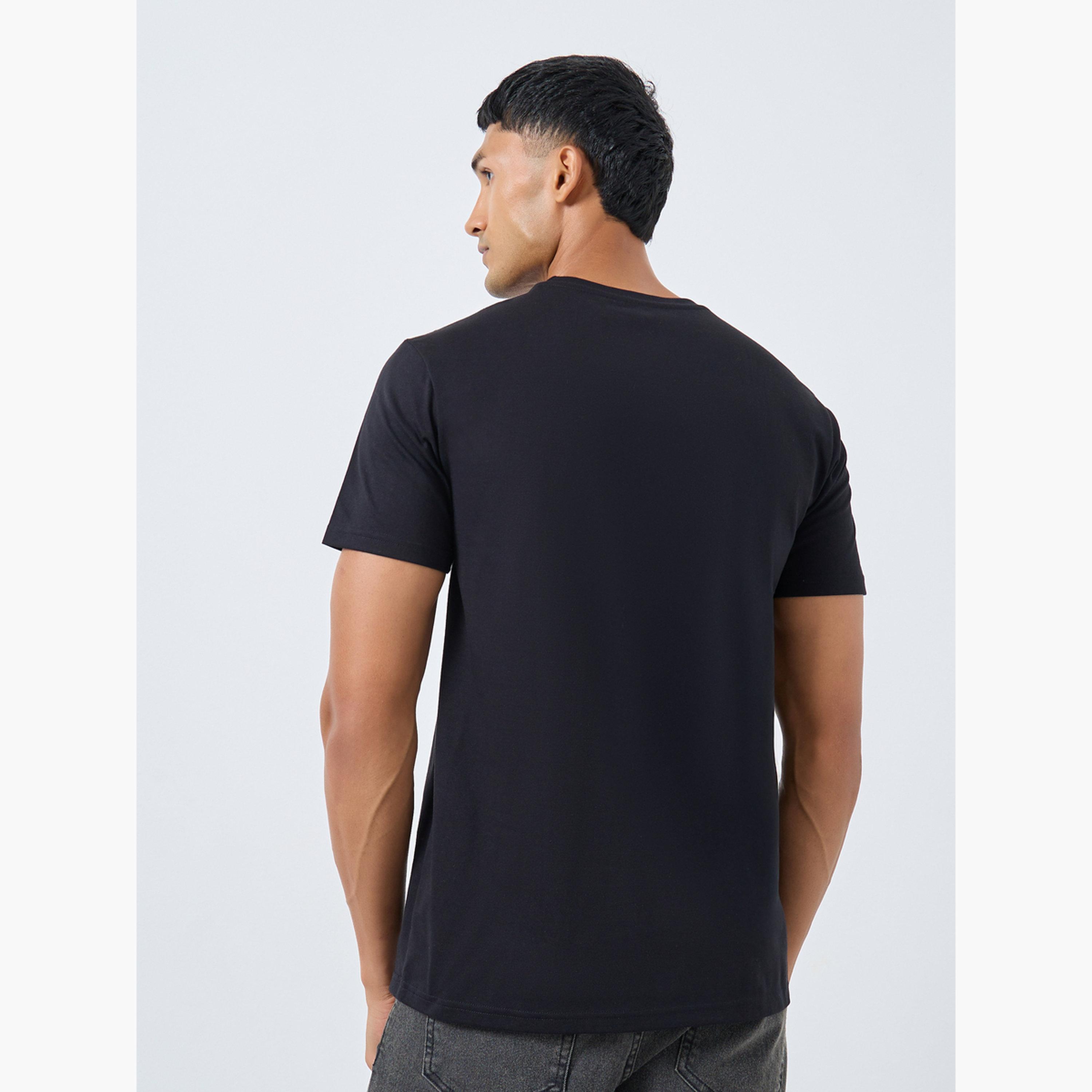 Styli Men Black Graphic Print Crew Neck T-Shirt-men-clothing-tshirtsandpolos-tshirts-image-5