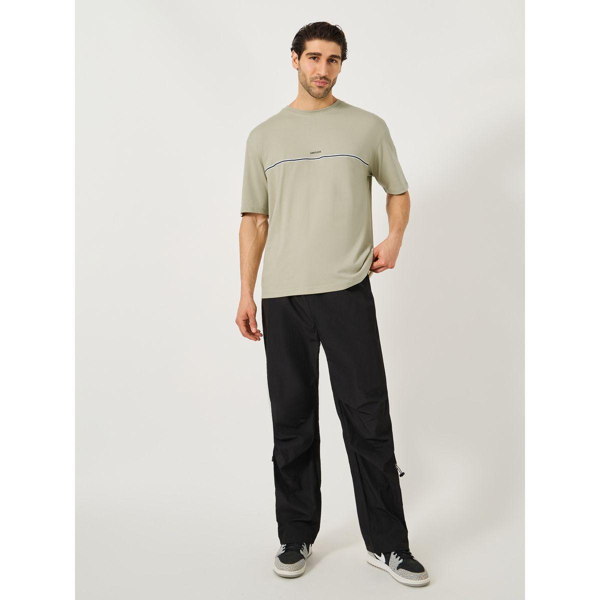 Styli Slogan Print Oversized T-Shirt with Tape Detail-men-clothing-tshirtsandpolos-tshirts-image-2