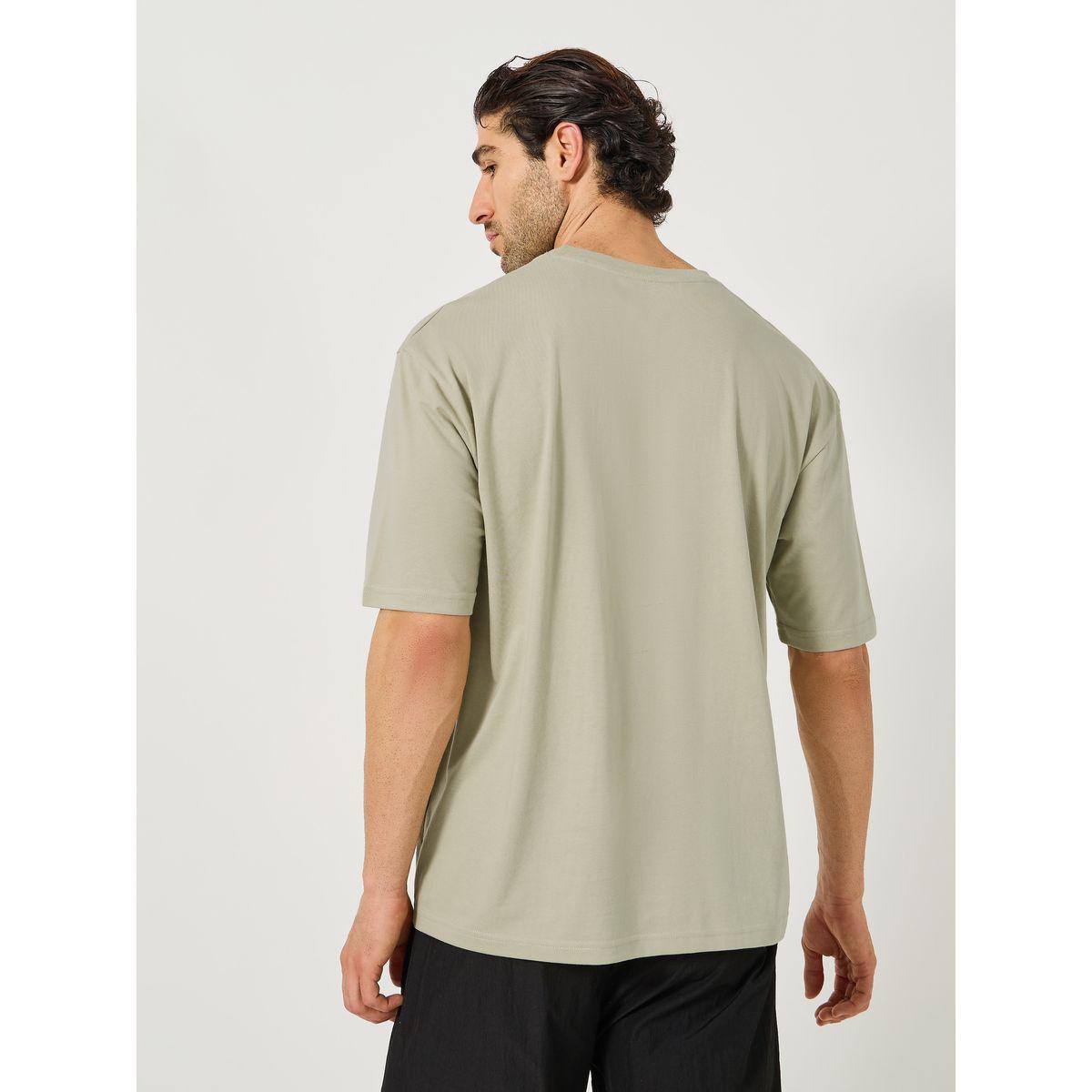 Styli Slogan Print Oversized T-Shirt with Tape Detail-men-clothing-tshirtsandpolos-tshirts-image-4