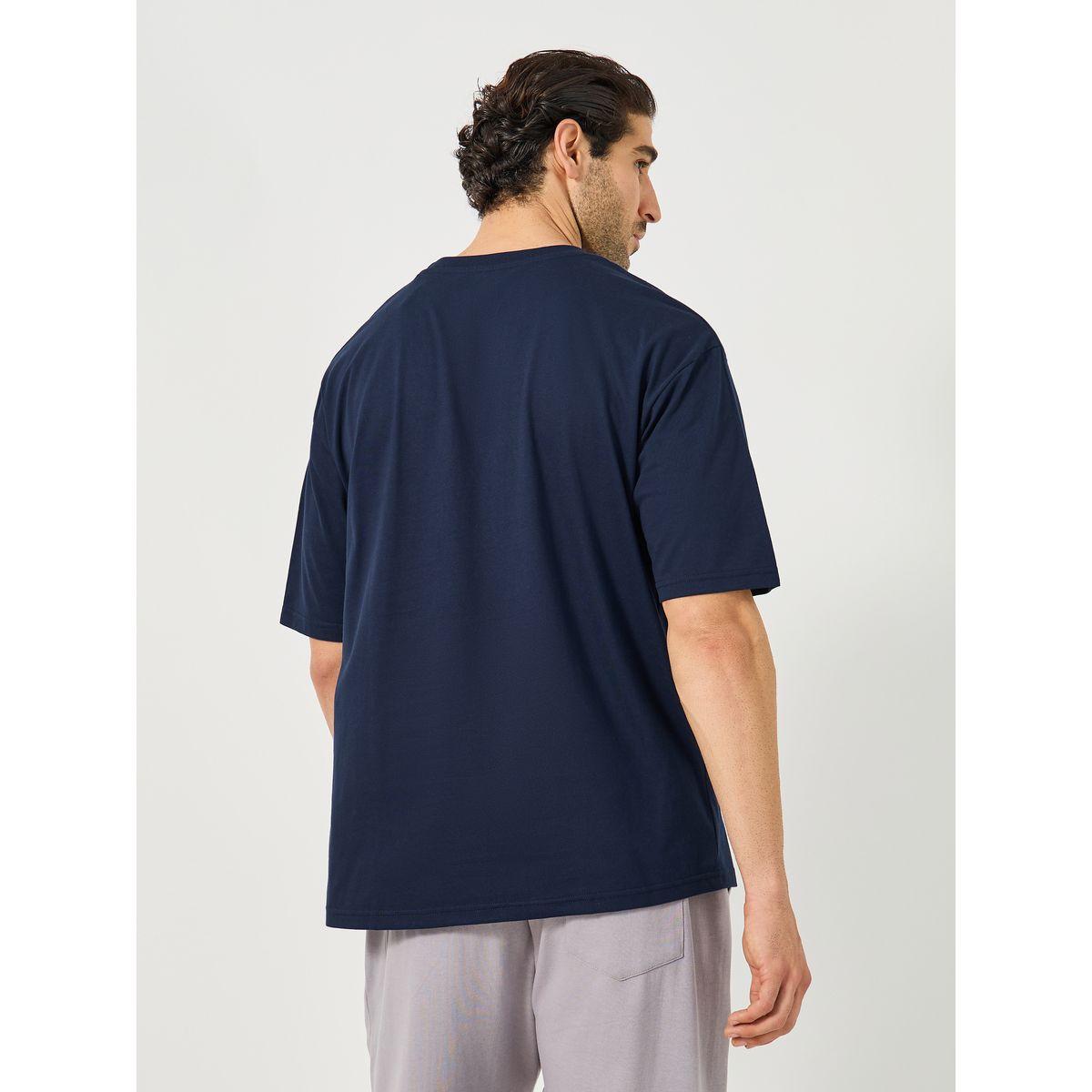 Styli Slogan Print Oversized T-Shirt with Tape Detail-men-clothing-tshirtsandpolos-tshirts-image-4
