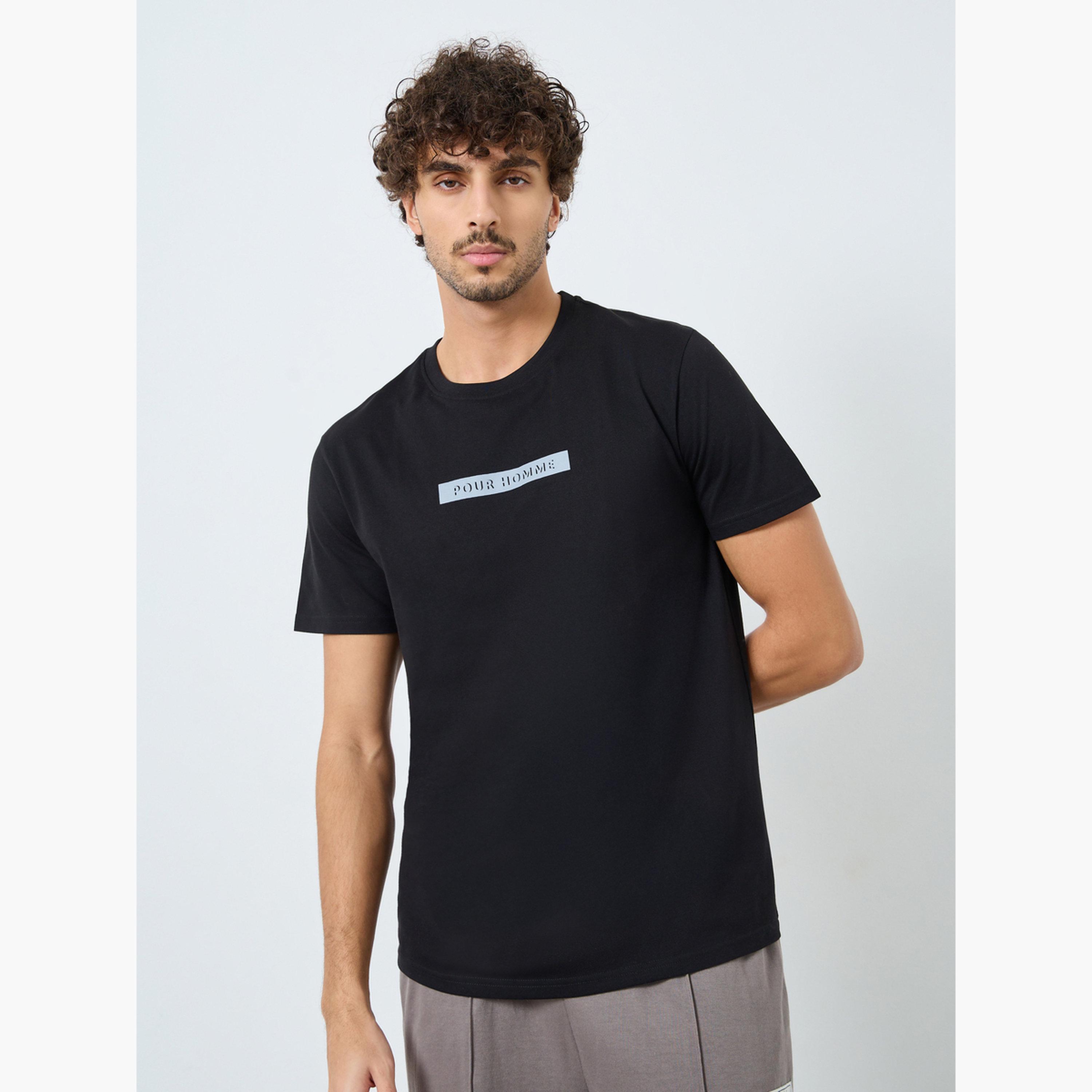 Styli Men Black Printed Crew Neck T-Shirt-men-clothing-tshirtsandpolos-tshirts-image-1