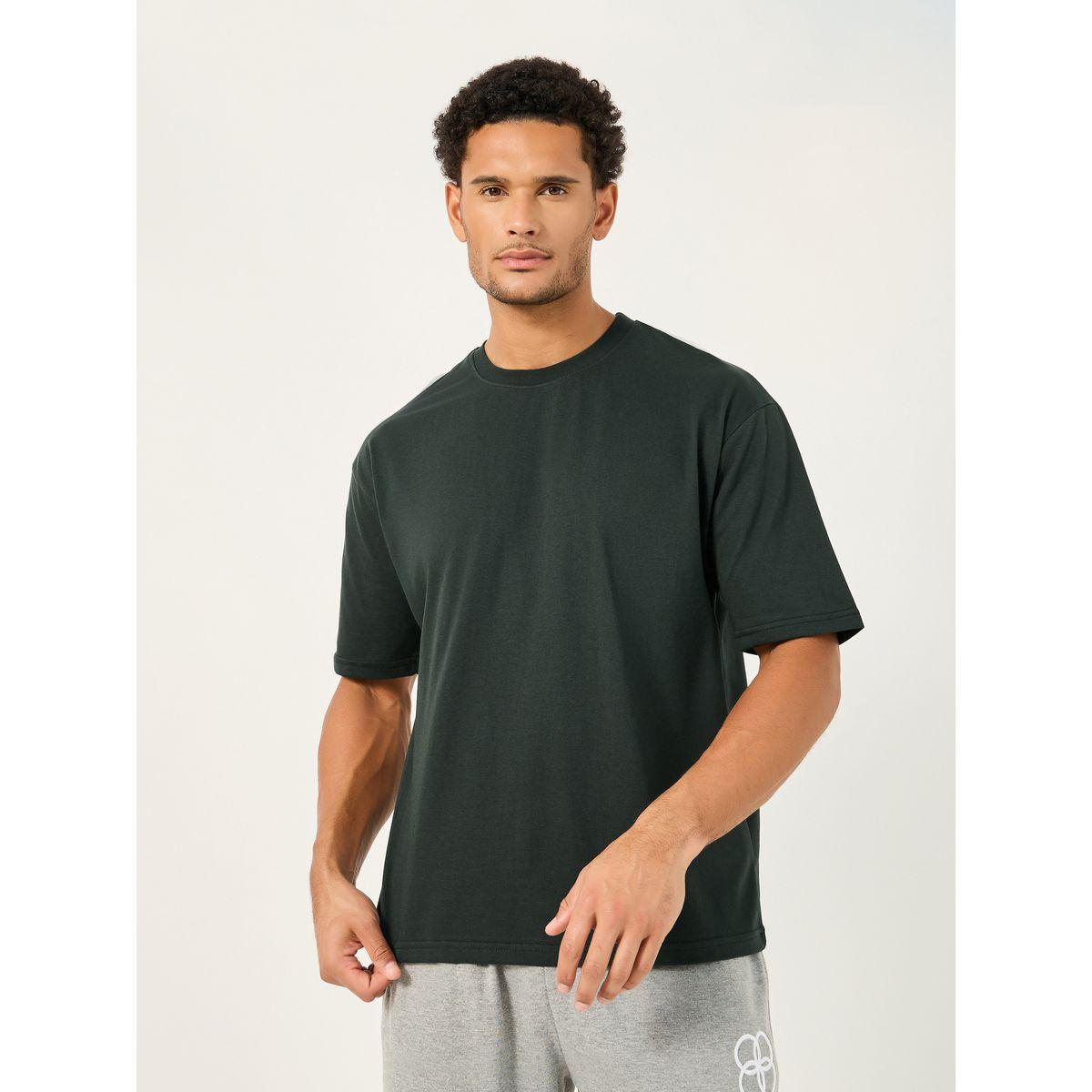 تيشيرت فضفاض بطبعة كتابة وياقة دائرية-men-clothing-tshirtsandpolos-tshirts-image-2