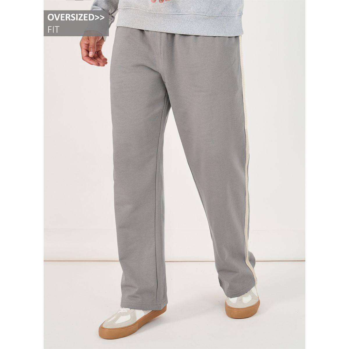 Styli Side Lace Detail Open Hem Oversized Joggers-men-clothing-bottoms-joggers-image-1