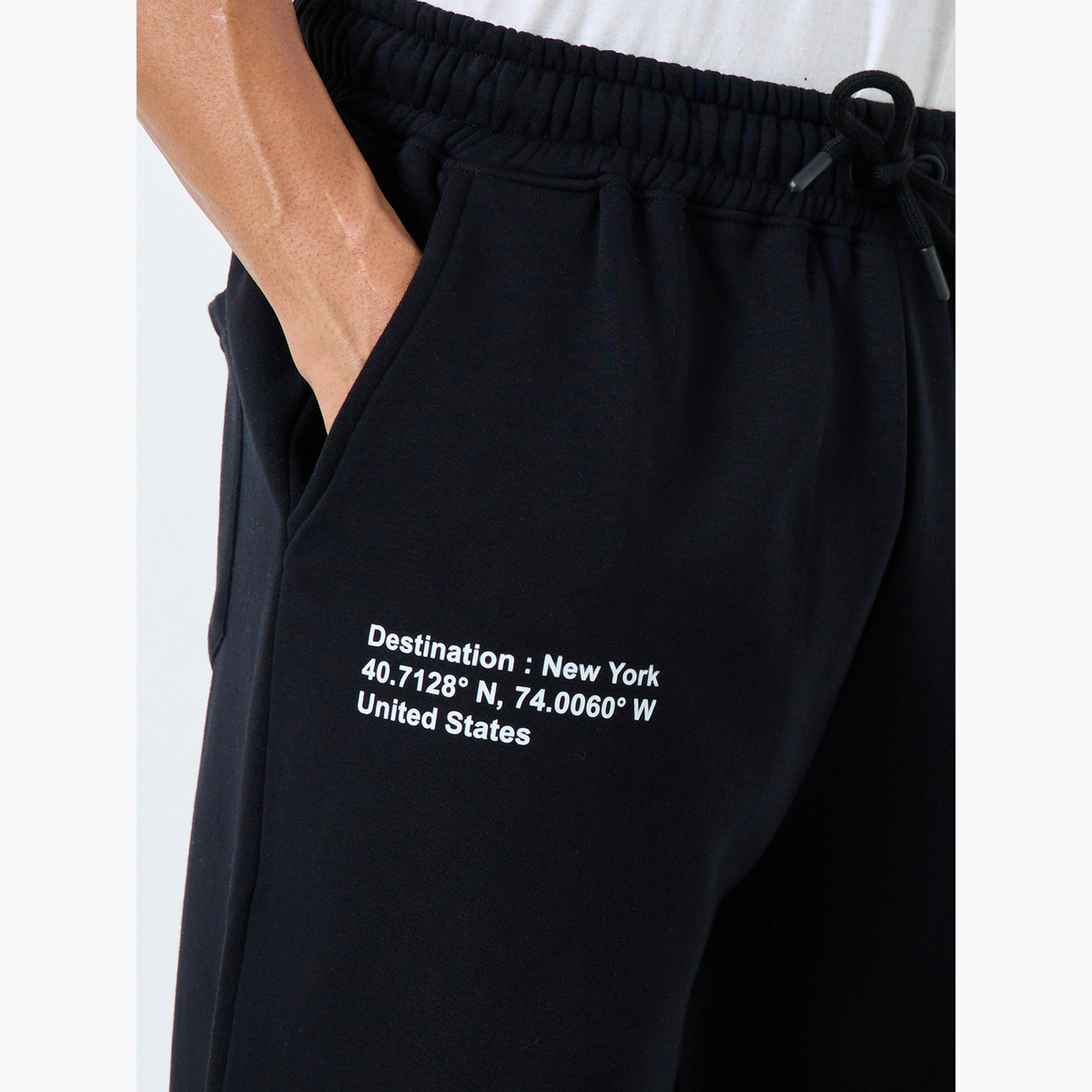 Styli Men Black Oversized Joggers with New York United States Pocket Slogan Print-men-clothing-bottoms-joggers-image-4