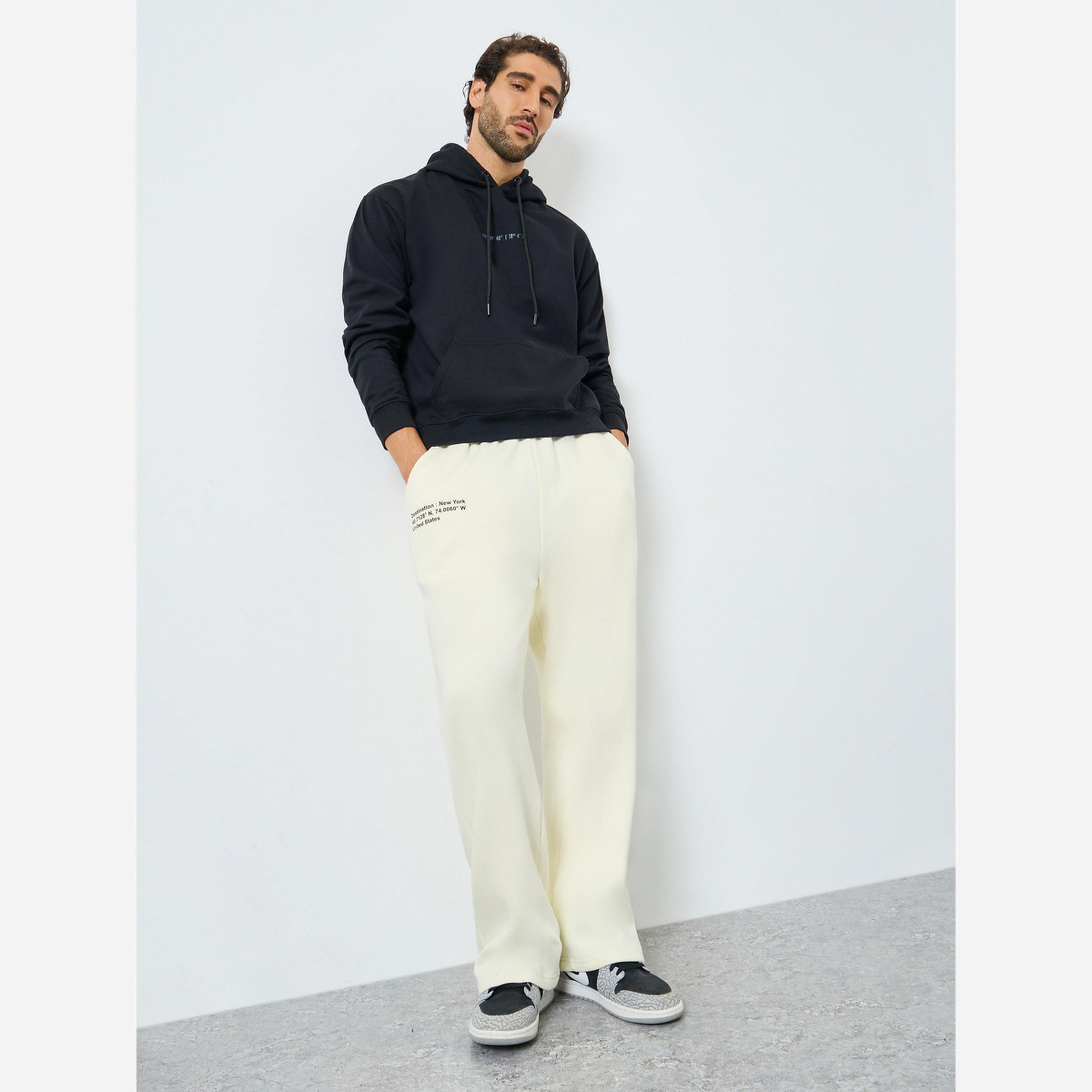 Styli Slogan Print Oversized Open Hem Joggers-men-clothing-bottoms-joggers-image-2
