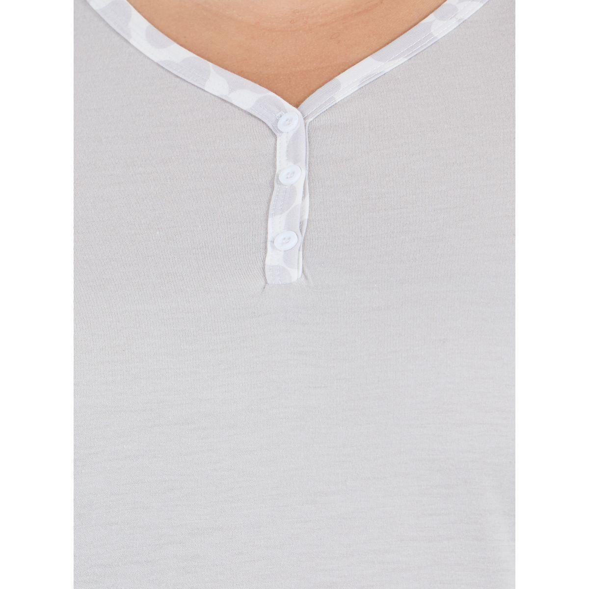 Styli Plus Size Placket V Neck Drop Shoulder T-Shirt & Geo Print Pyjama Set-women-clothing-nightwear-pyjamas-longsets-image-4