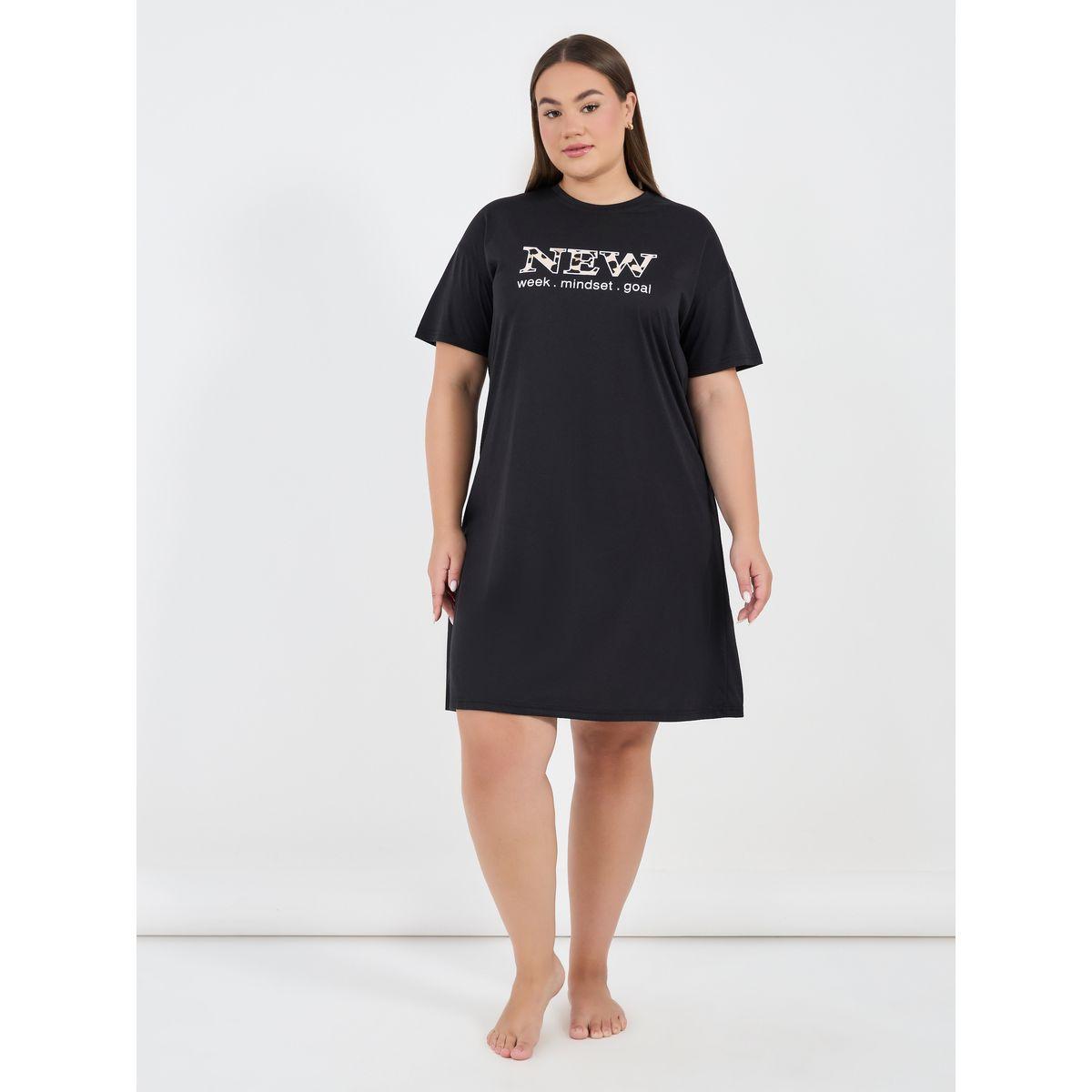 قميص نوم بمقاس كبير وطبعة جرافيك-women-clothing-nightwear-nighties-image-1