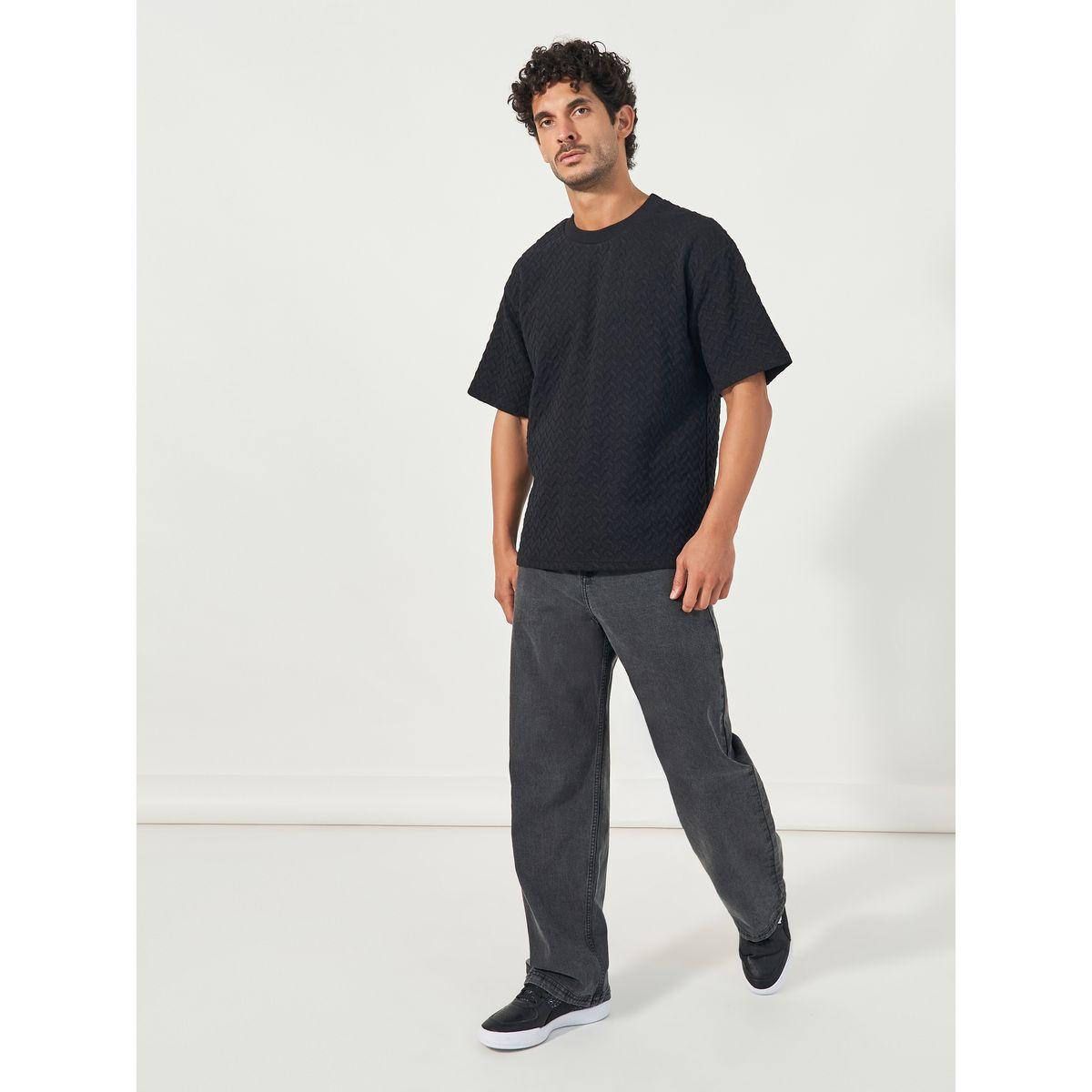 Styli Chevron Knit Oversized Mock Neck T-Shirt-men-clothing-tshirtsandpolos-tshirts-image-2