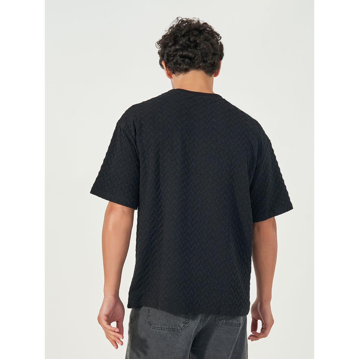 Styli Chevron Knit Oversized Mock Neck T-Shirt-men-clothing-tshirtsandpolos-tshirts-image-4