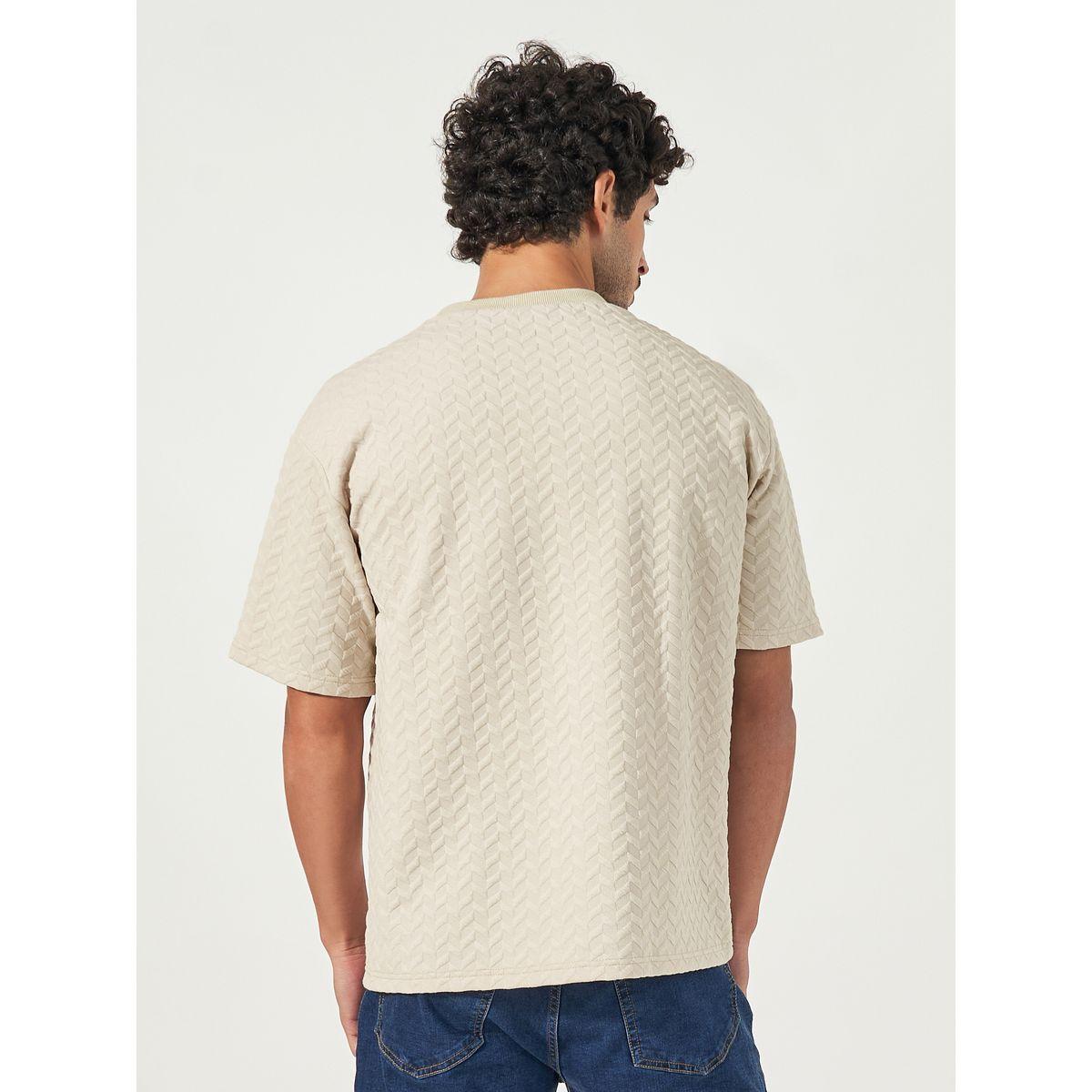 Styli Chevron Knit Oversized Mock Neck T-Shirt-men-clothing-tshirtsandpolos-tshirts-image-4