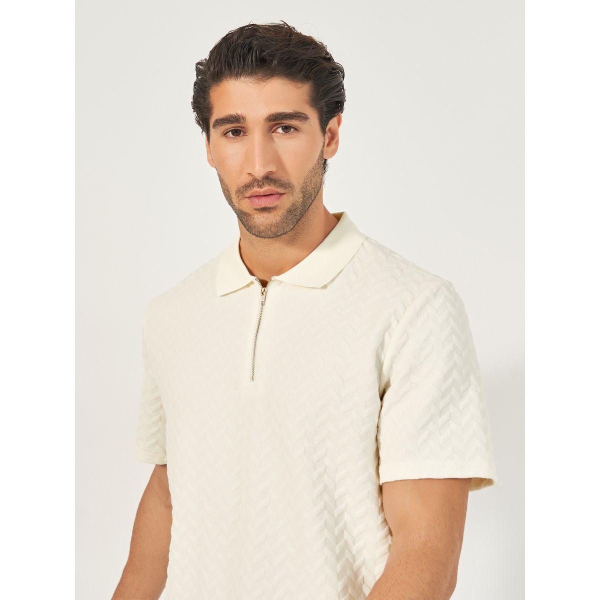 تيشيرت بياقة بولو وقصة مريحة مع سحَّاب غلق-men-clothing-tshirtsandpolos-polos-image-1