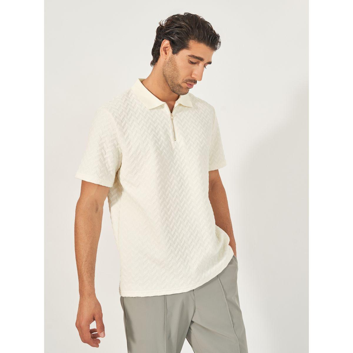 تيشيرت بياقة بولو وقصة مريحة مع سحَّاب غلق-men-clothing-tshirtsandpolos-polos-image-3