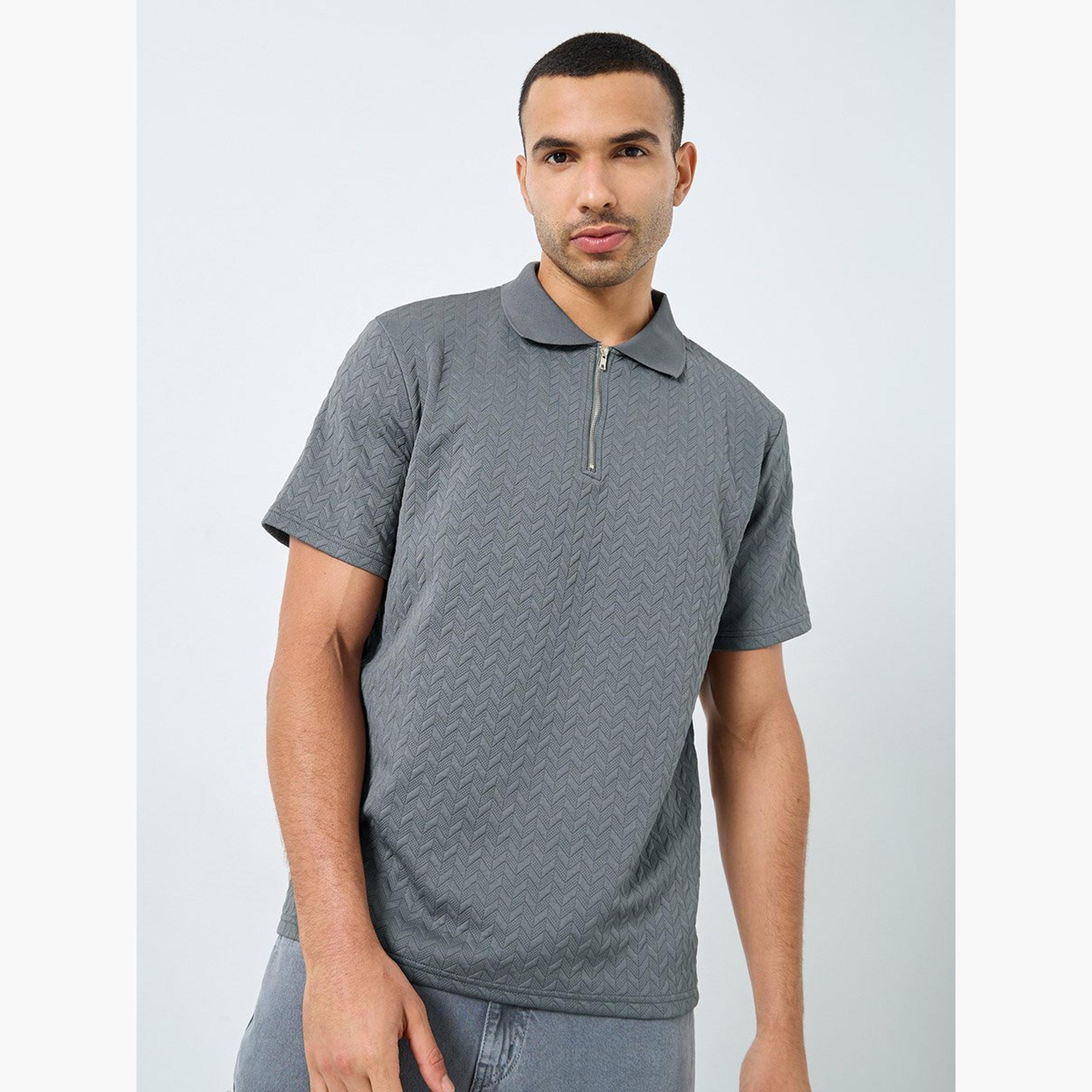 ستايلي - قميص بولو بيكيه بقصة مريحة وسحاب ربع-men-clothing-tshirtsandpolos-polos-image-1