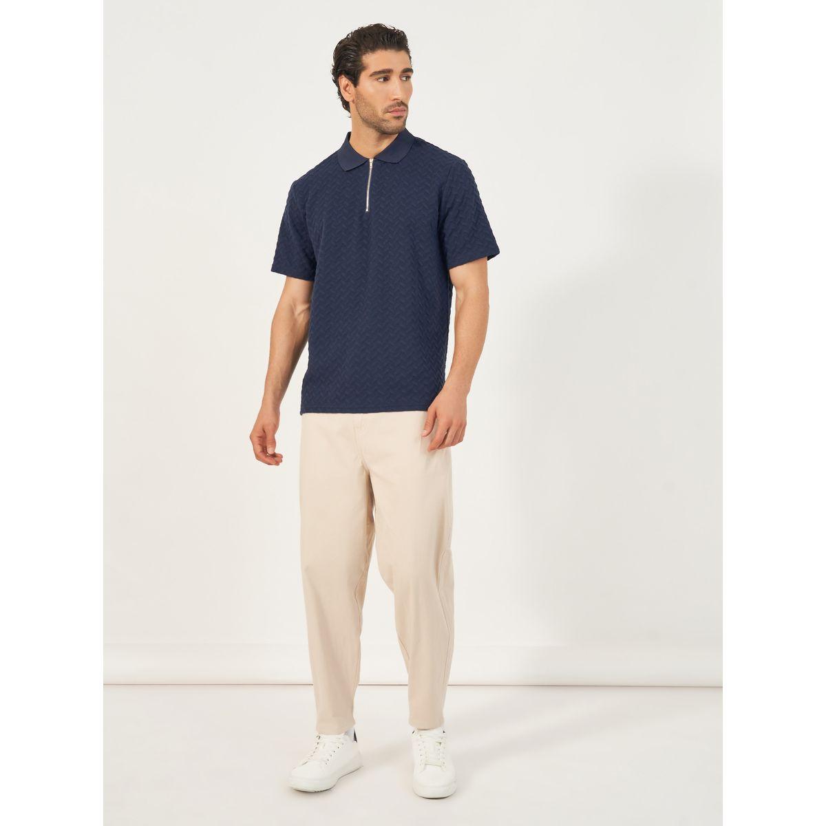 Styli Relaxed Fit Quarter Zip Pique Polo T-Shirt-men-clothing-tshirtsandpolos-polos-image-2