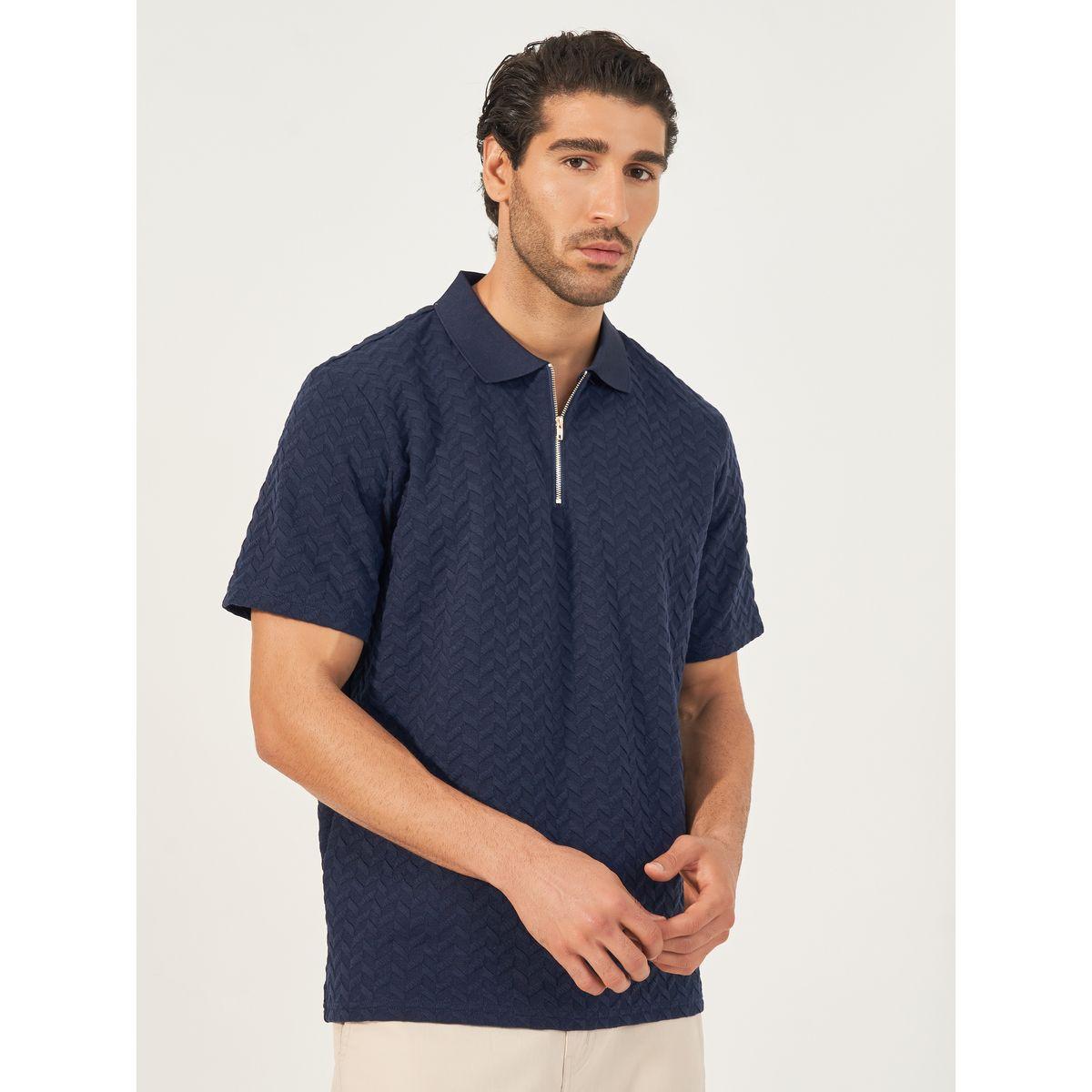 Styli Relaxed Fit Quarter Zip Pique Polo T-Shirt-men-clothing-tshirtsandpolos-polos-image-5