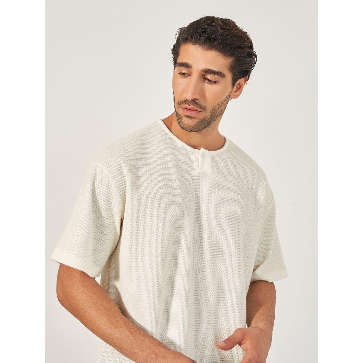 Styli Oversized Honeycomb Textured Knit T-Shirt-men-clothing-tshirtsandpolos-tshirts-image-1