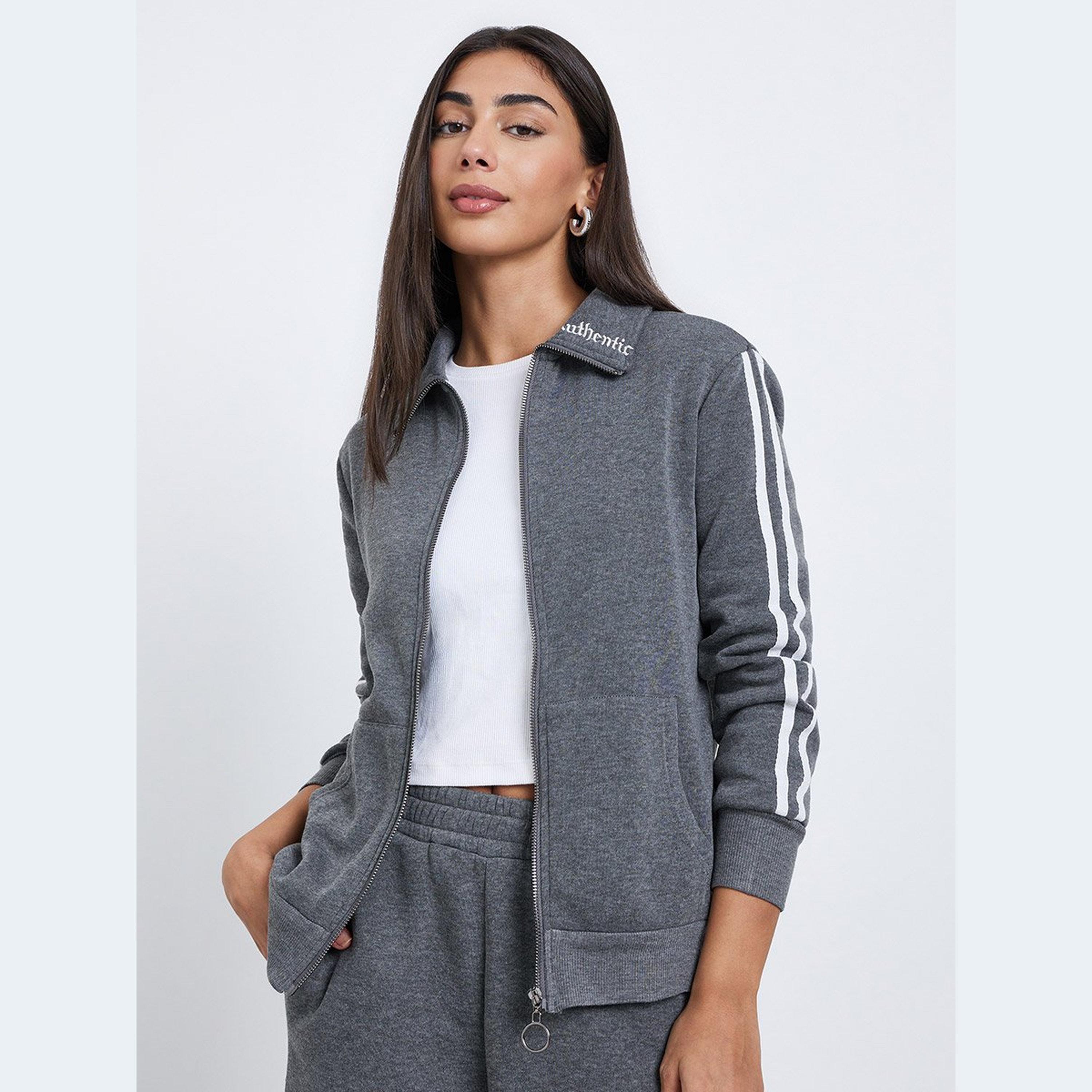 Styli Contrast Stripe Detail Front Zip Jacket and Pants Co-Ords-women-clothing-coordsets-image-2