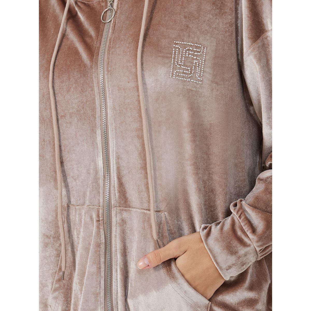 Styli Elevate Velvet Look Zip Through Hoodie &  Wide Leg Pant Co-Ords Set-women-clothing-coordsets-image-5