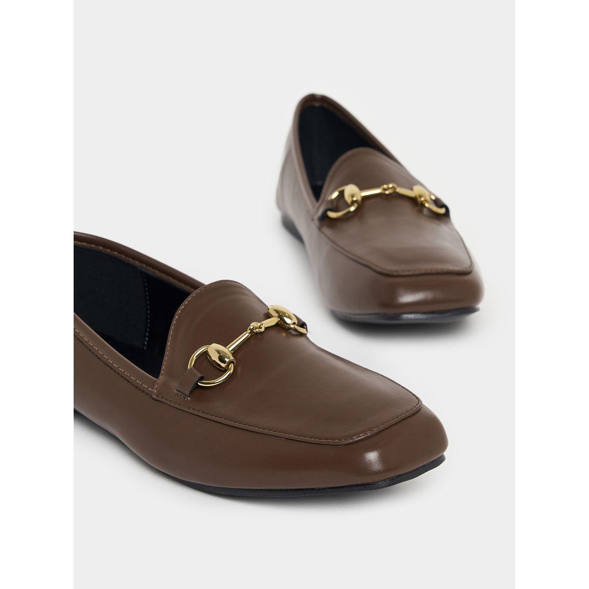 Styli Leather Look Loafers with Buckle Accent-women-shoes-loafersandmoccasins-image-4