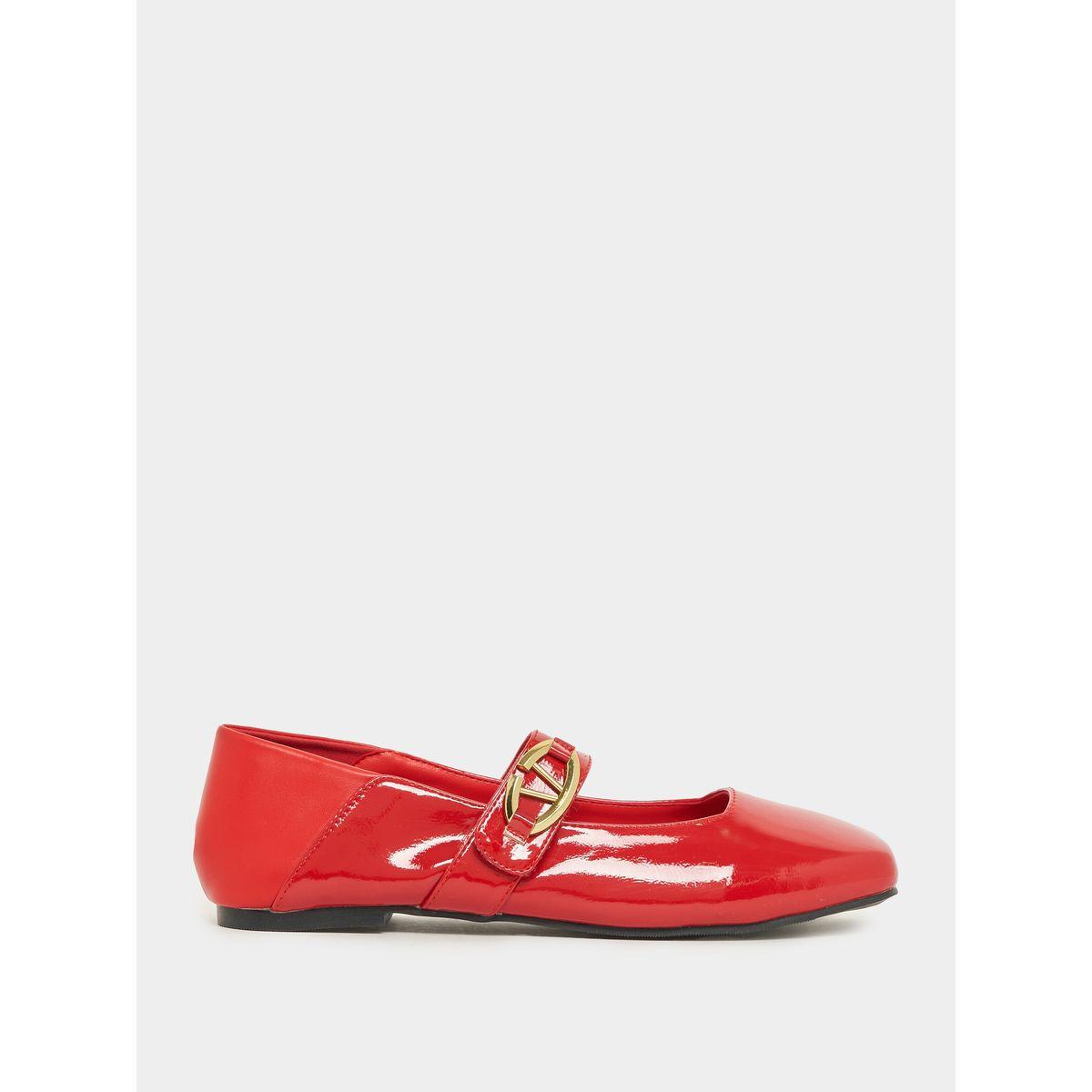 Styli Patent Ballerina Shoes with Buckle Strap-women-shoes-loafersandmoccasins-image-1