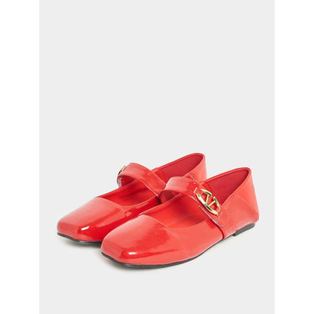 Styli Patent Ballerina Shoes with Buckle Strap-women-shoes-loafersandmoccasins-image-2