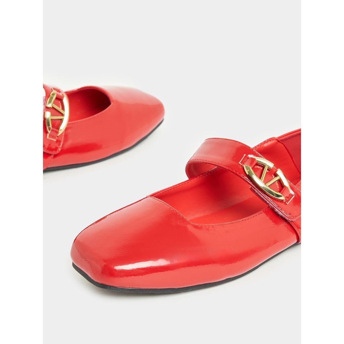 Styli Patent Ballerina Shoes with Buckle Strap-women-shoes-loafersandmoccasins-image-3