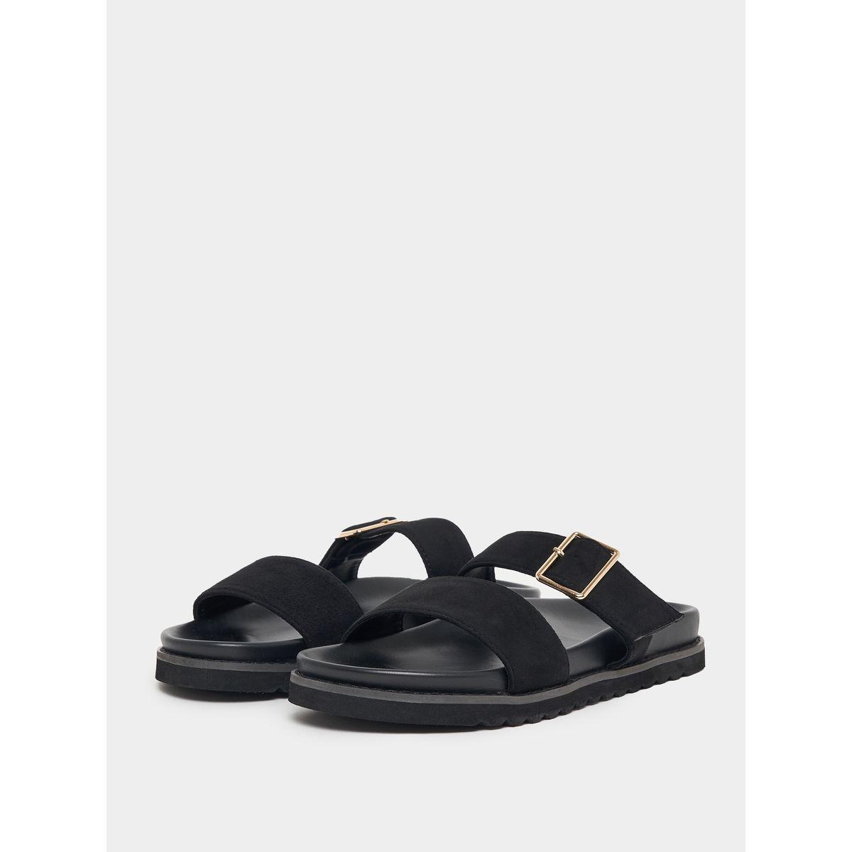 Styli Velvet Double Strap Sandals-women-shoes-sandals-flats-image-2