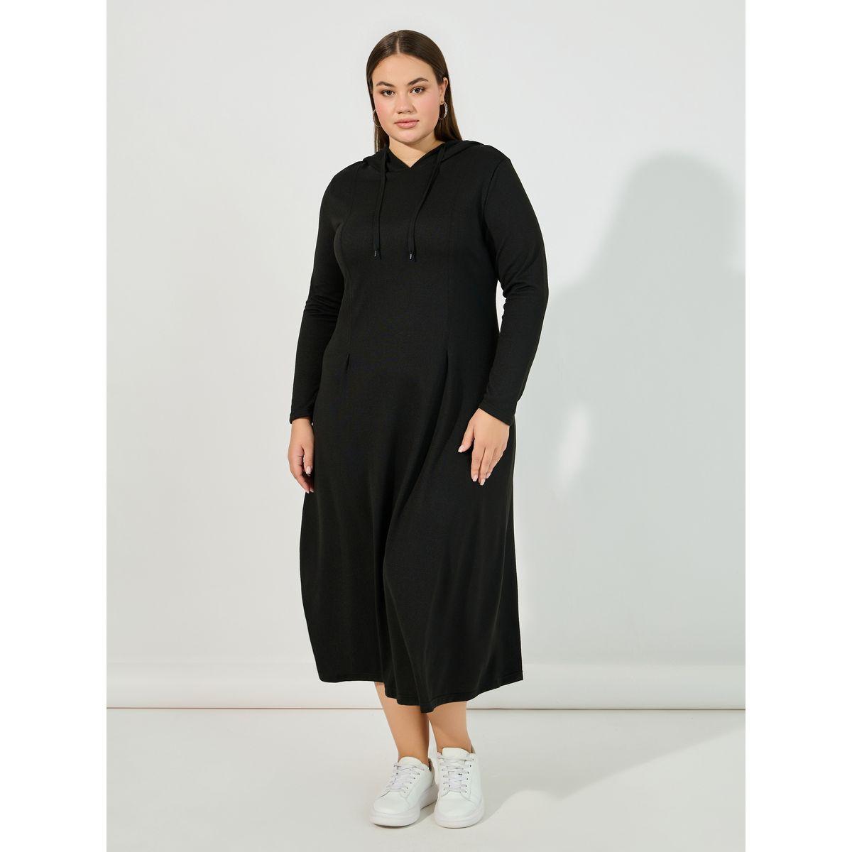 Styli Plus Size Knitted Long Sleeves Sweatshirt Midi Dress-women-clothing-dresses-image-5