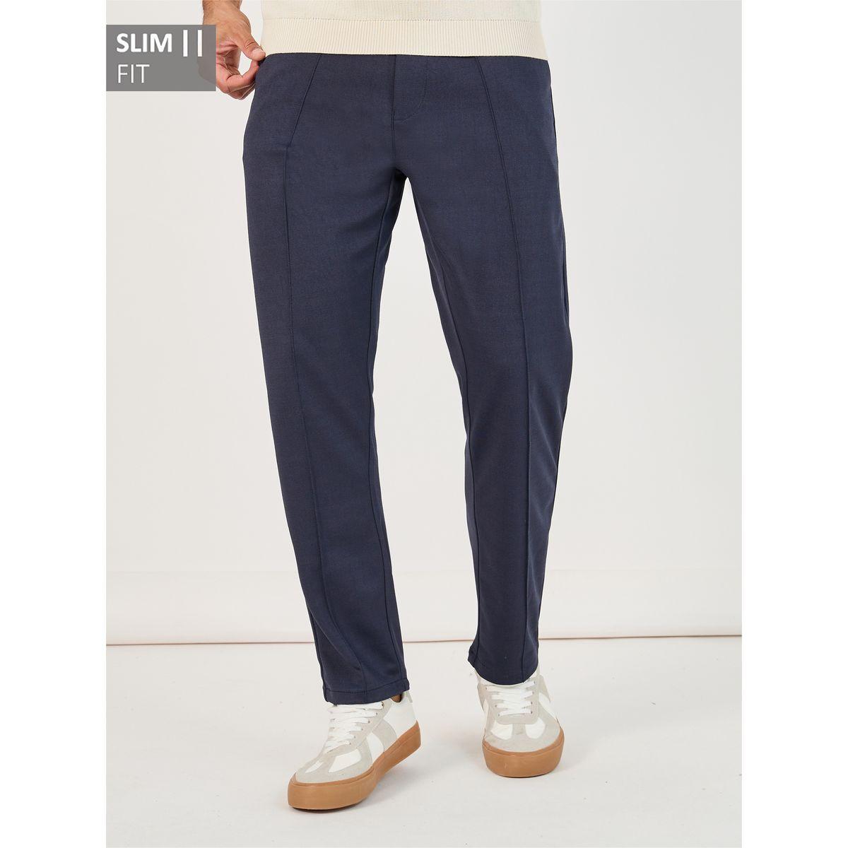 بنطال بقصة سليم فت وتفاصيل محزوزة-men-clothing-bottoms-trousersandchinos-trousers-image-1