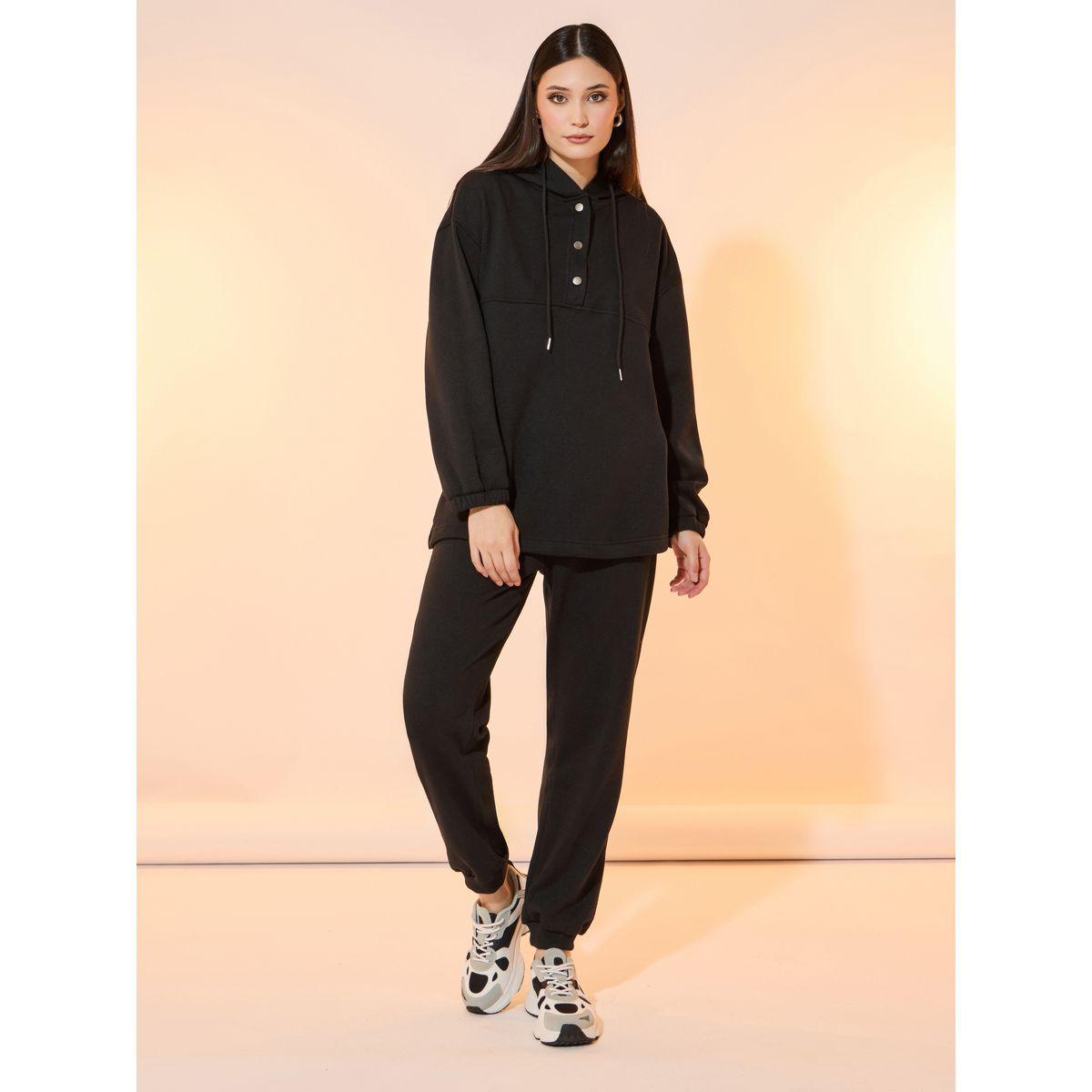 Take Two Longline Button Detail Hoodie and Joggers Co-Ords-women-clothing-coordsets-image-2