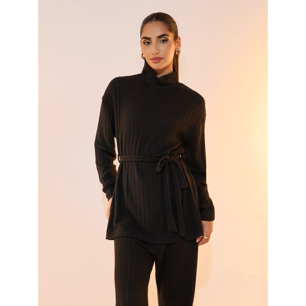Take Two Solid Rid Knitted Turtle Neck Top and Pants Co-Ords Set-women-clothing-coordsets-image-2