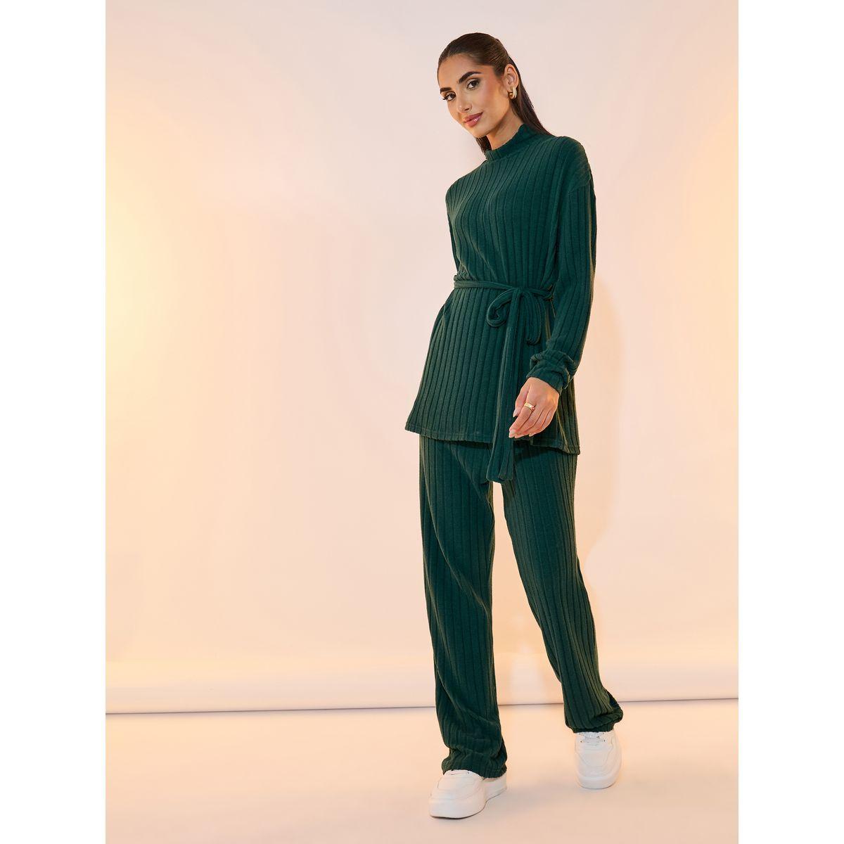 Take Two Solid Rid Knitted Turtle Neck Top and Pants Co-Ords Set-women-clothing-coordsets-image-1