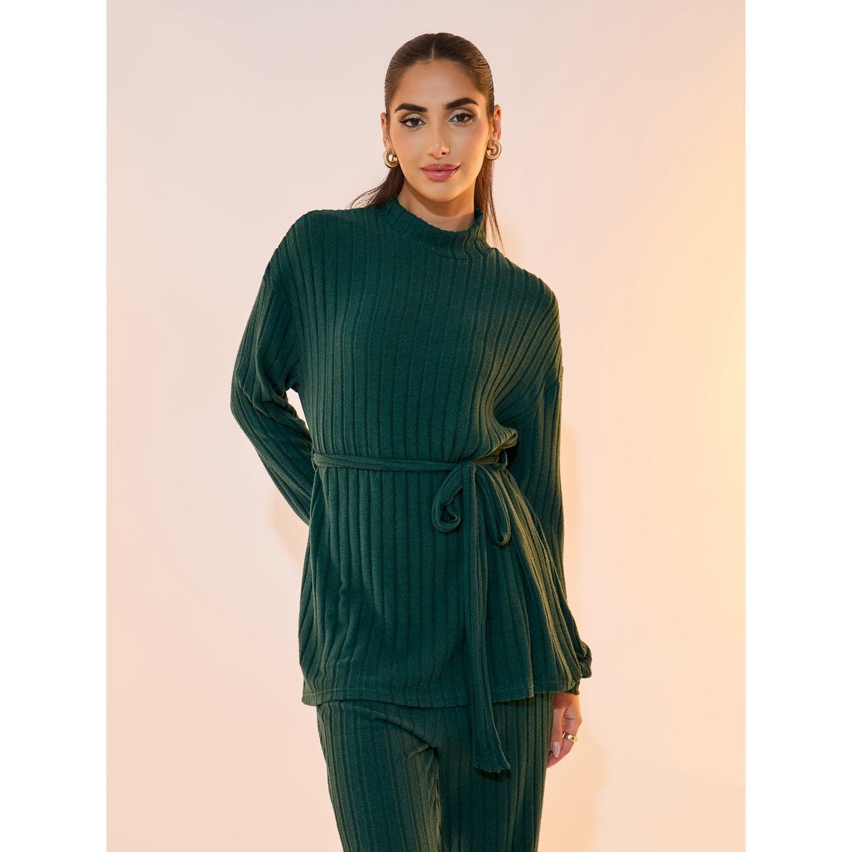 Take Two Solid Rid Knitted Turtle Neck Top and Pants Co-Ords Set-women-clothing-coordsets-image-2