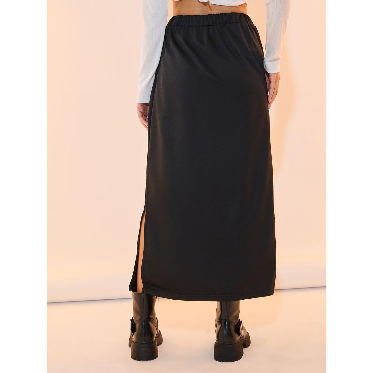 Take Two Contrast String Detail Midi Skirt with Side Slit-women-clothing-bottoms-skirts-image-4