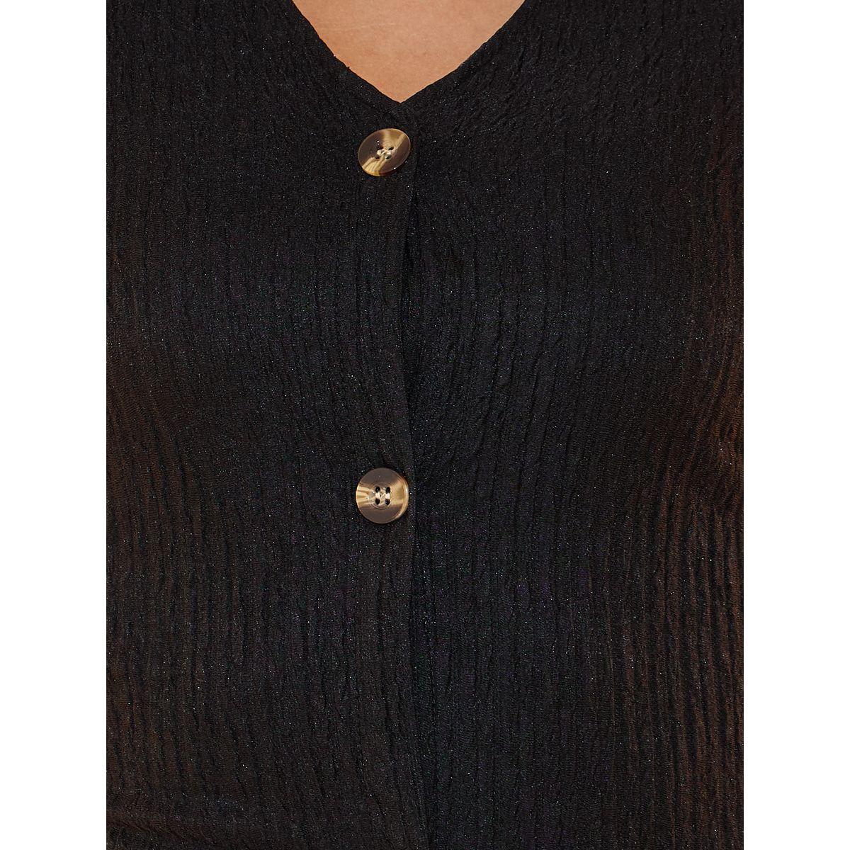 Take Two Textured Polo Neck Knit Top with Slit Sleeves-women-clothing-tshirts-image-3