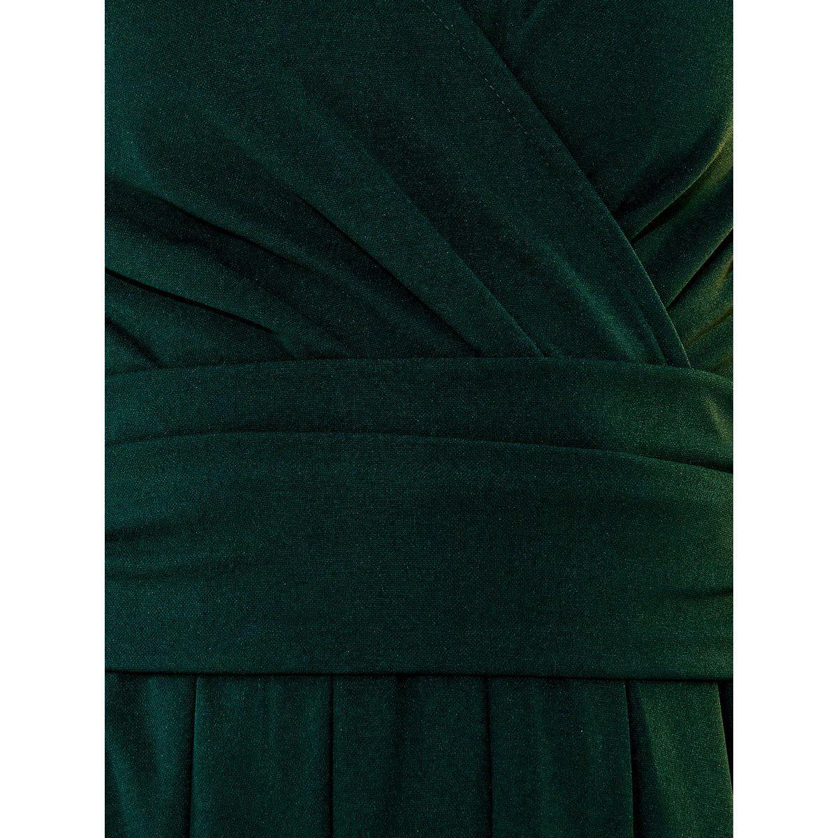 Take Two Solid Pleated Waist V Neck Midi Dress-women-clothing-dresses-image-3