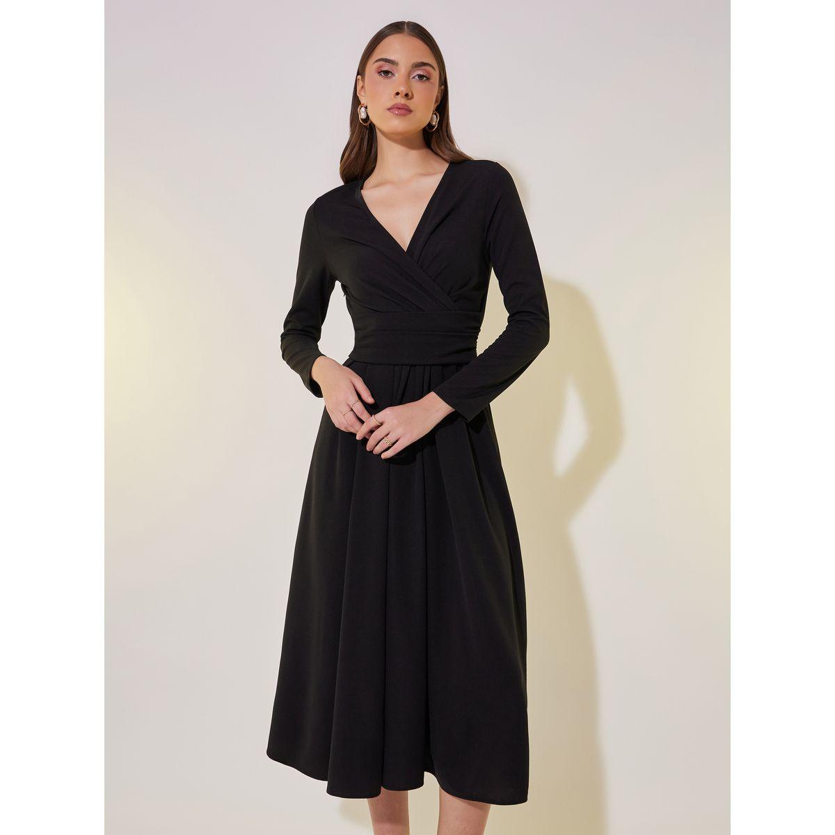 Take Two Solid Wrap Front Midi Dress with Tie-Up Back-women-clothing-dresses-image-3