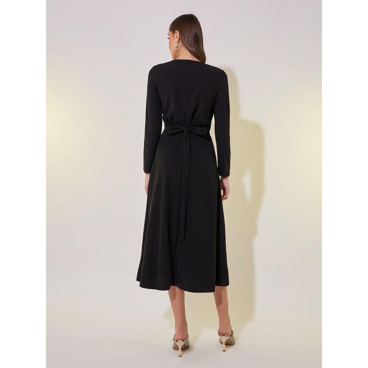 فستان ميدي ملفوف بياقة أمامية وأربطة خلفية-women-clothing-dresses-image-6