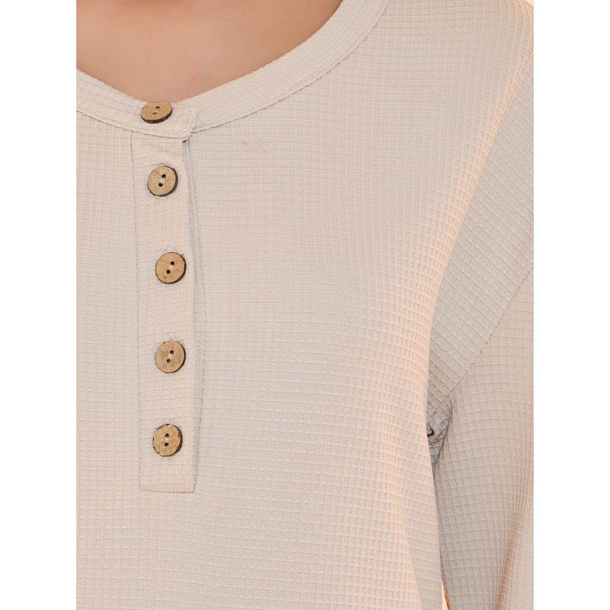 Take Two Textured Drop Shoulder Button Detail Midi Dress-women-clothing-dresses-image-3