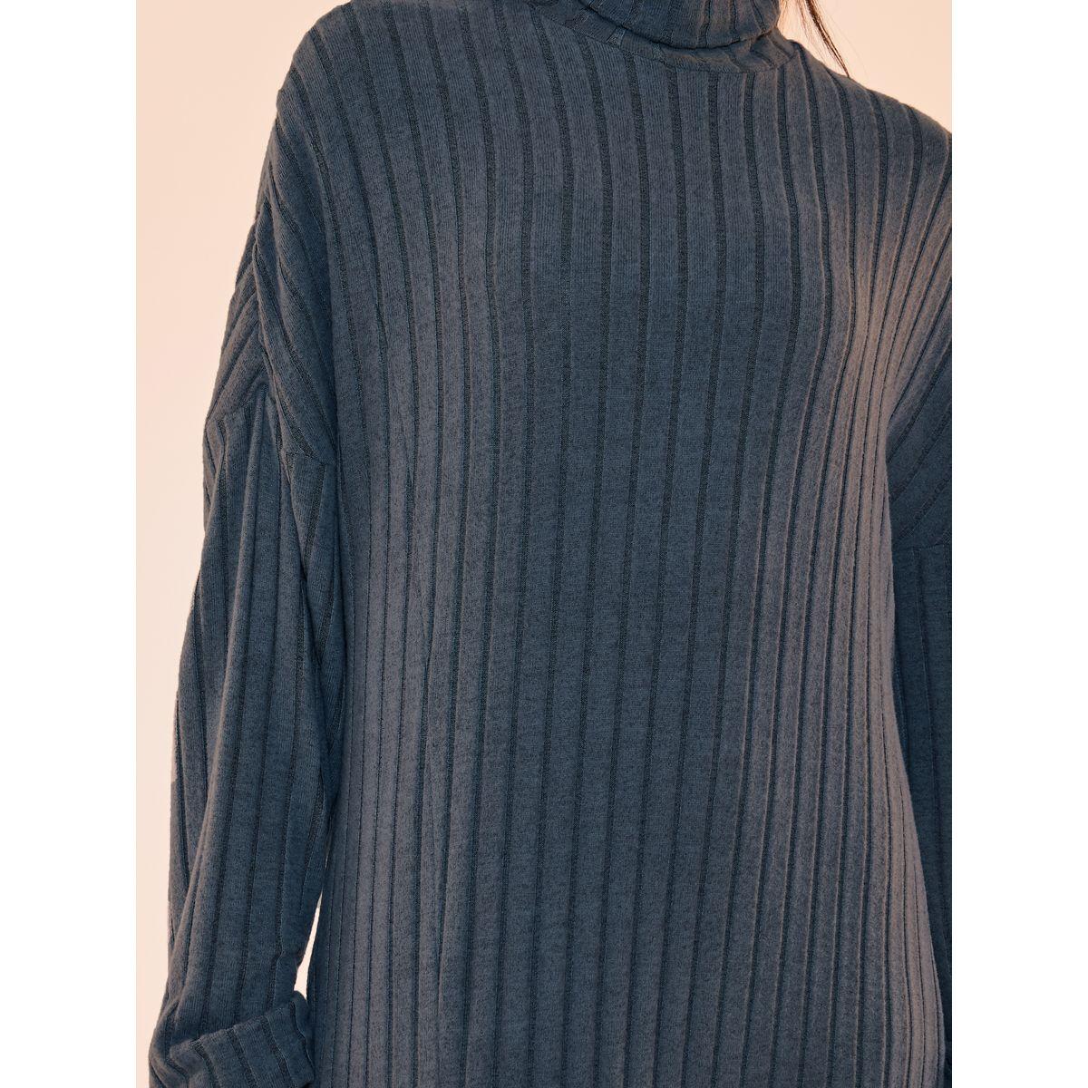 Take Two Ribbed Turtle Neck Front Slit Midi Dress-women-clothing-dresses-image-3