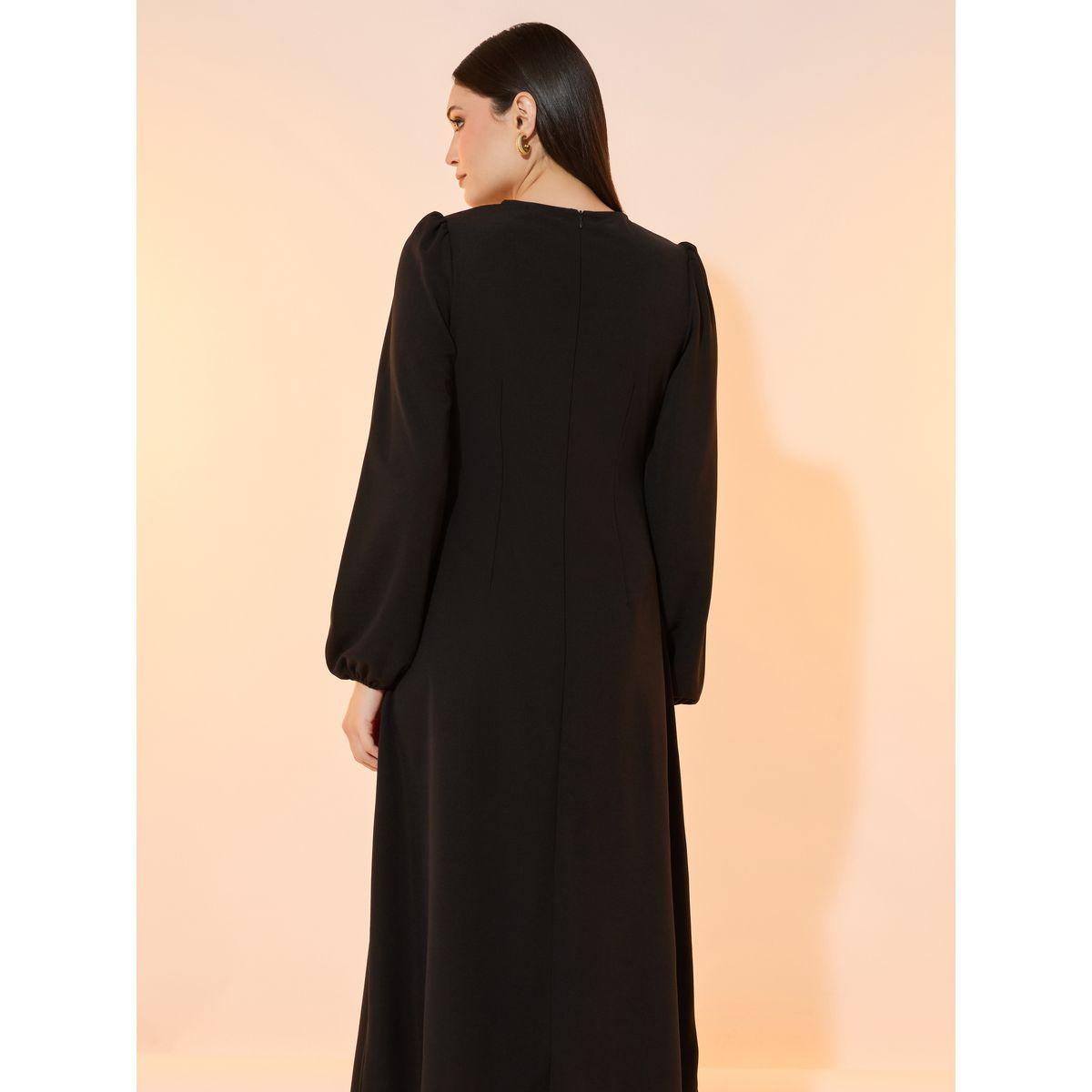 Take Two Solid Round Neck A-Line Midi Dress-women-clothing-dresses-image-6