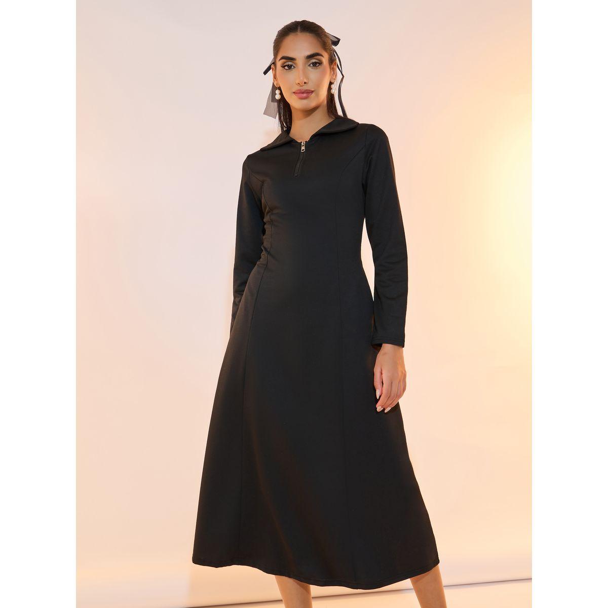 Take Two Half Zip Placket Collared A-Line Midi Dress-women-clothing-dresses-image-5