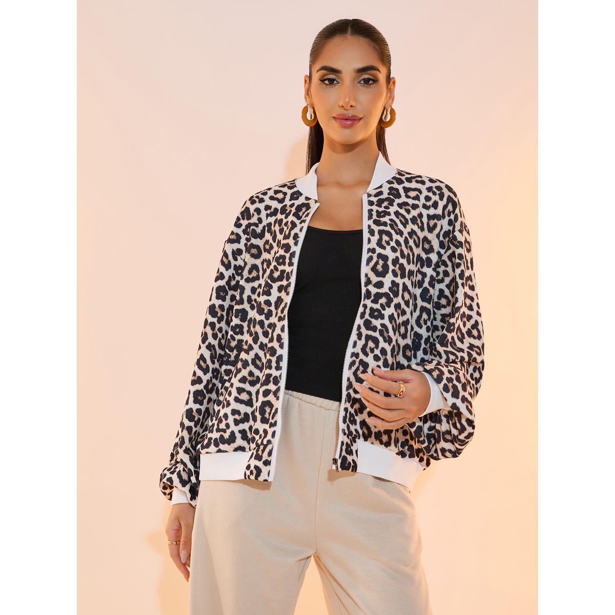 Take Two Leopard Print Contrast Trim Bomber Jacket-women-winterwear-coatsandjackets-jackets-image-2