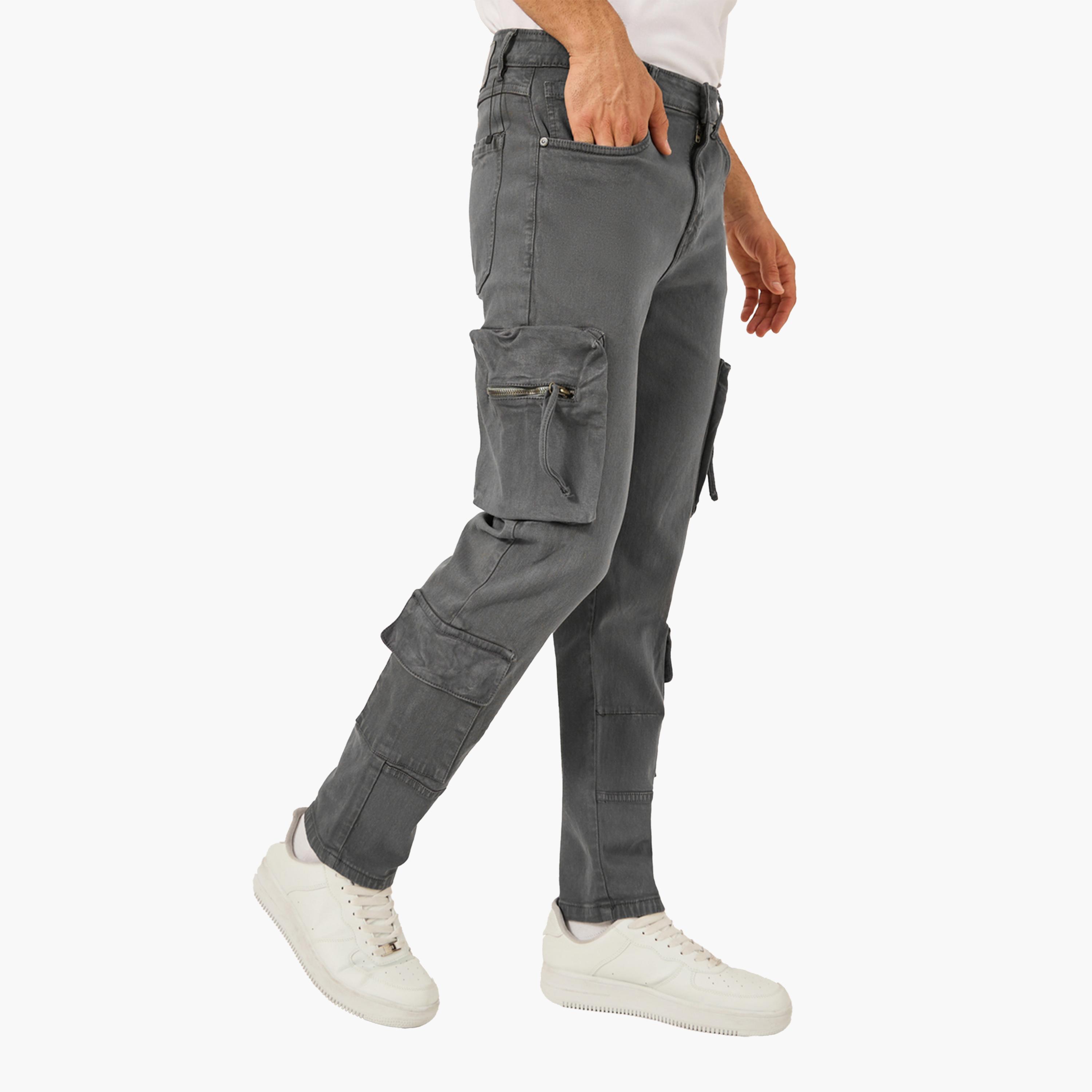 Styli Overdyed Straight Fit Cargo Jeans-men-clothing-bottoms-jeans-image-1