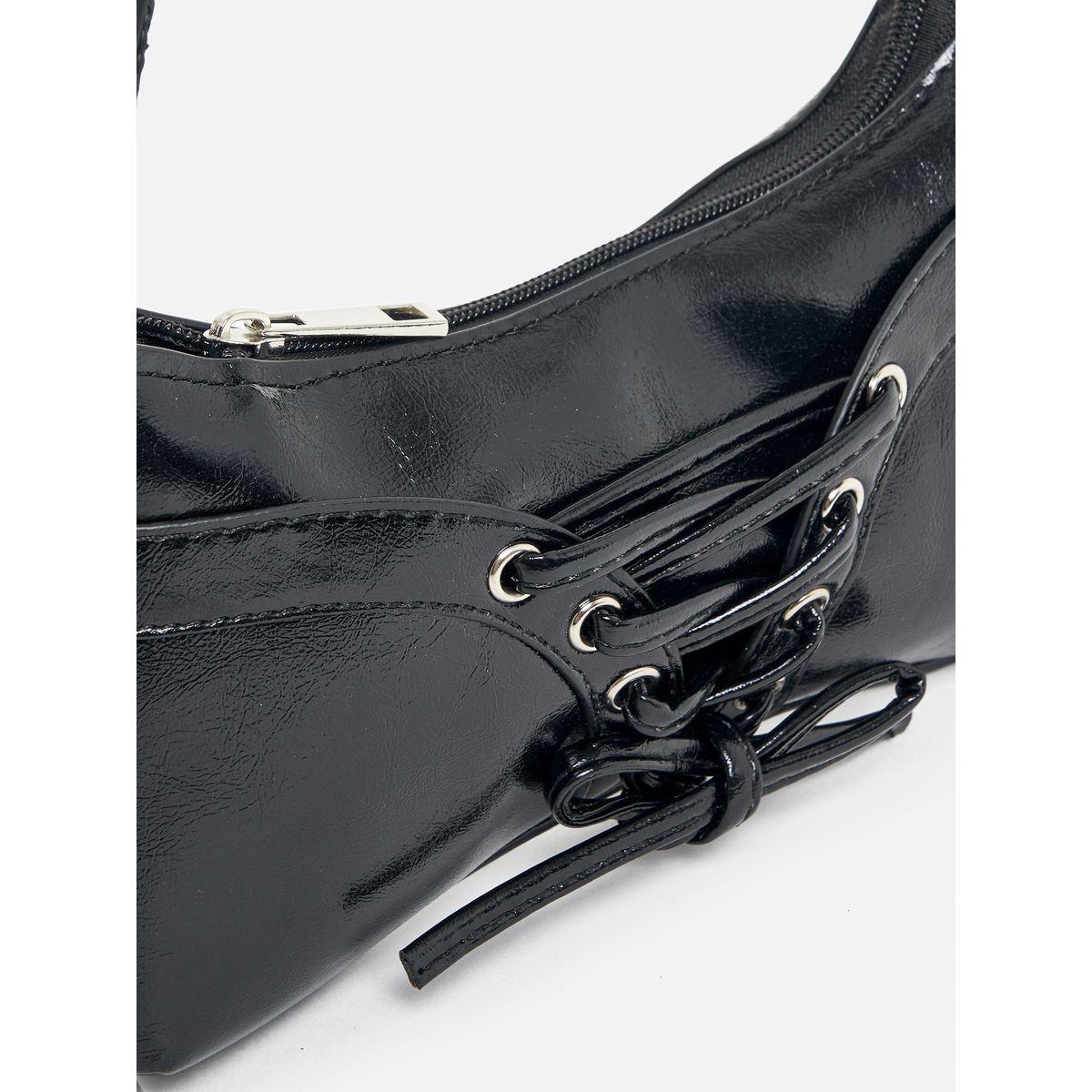Styli Tie-Up Detail Patent Shoulder Bag-women-bagsandwallets-handbags-image-3