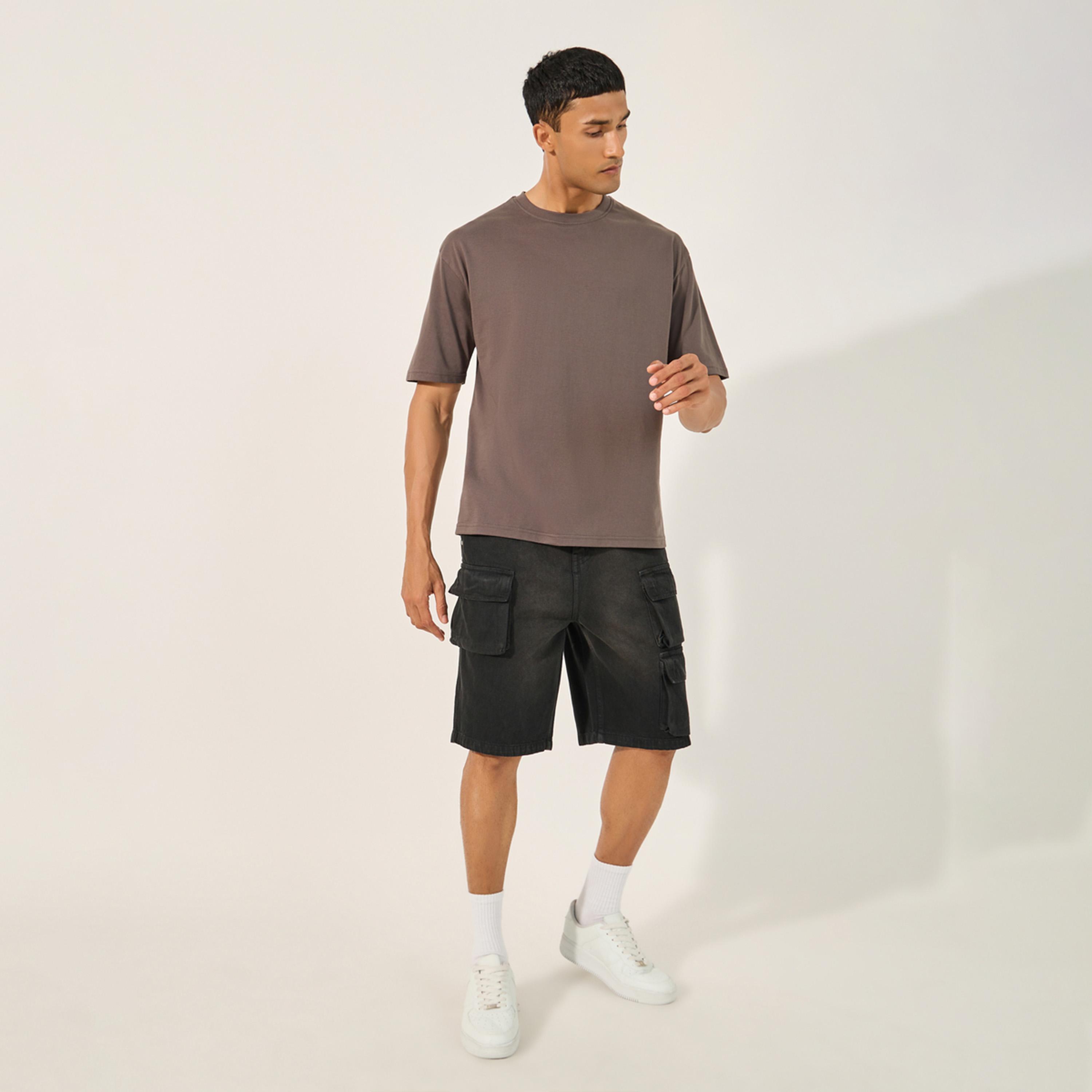 Styli Acid Washed Oversized Shorts with Cargo Pocket-men-clothing-bottoms-shorts-image-2