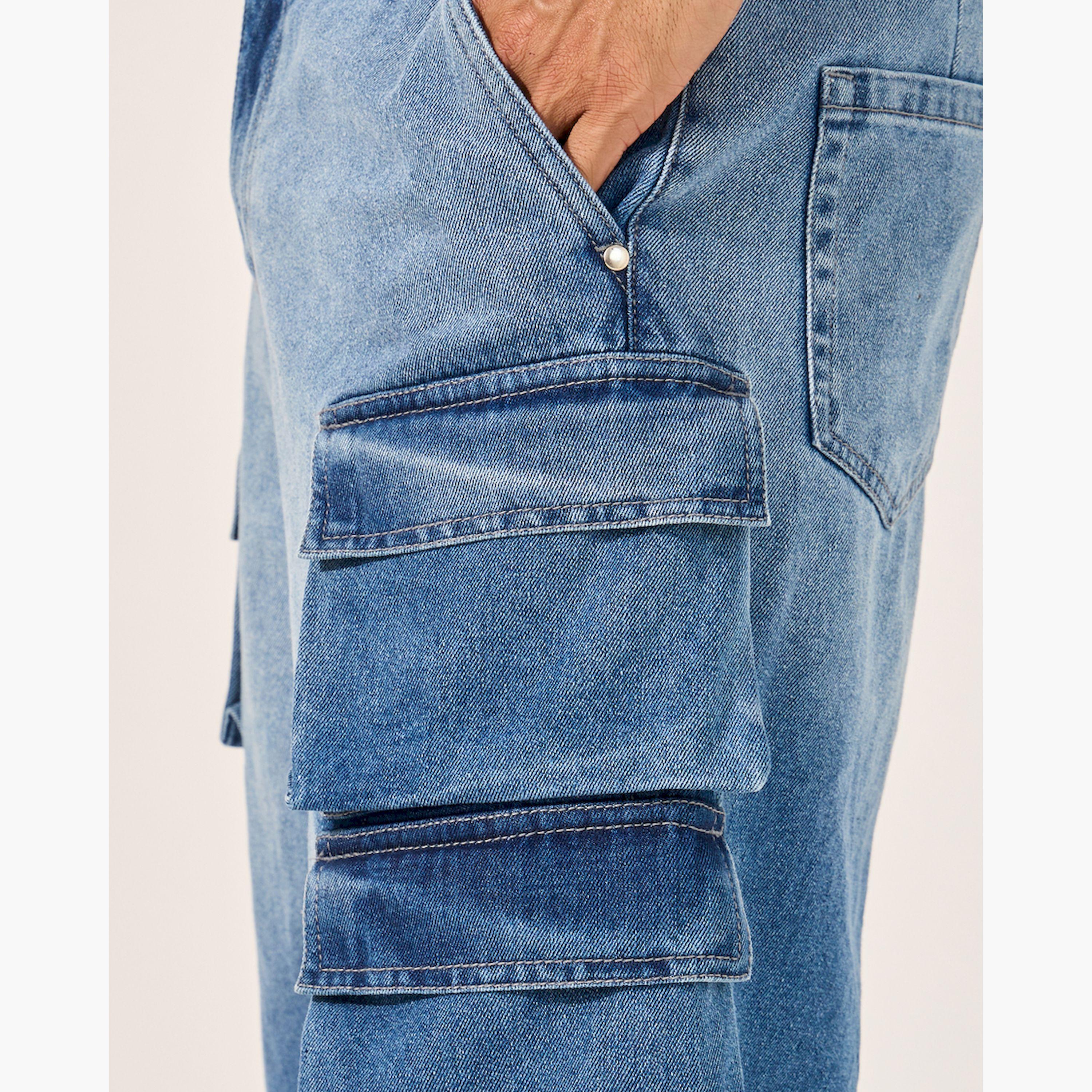 Styli Acid Washed Oversized Shorts with Cargo Pocket-men-clothing-bottoms-shorts-image-3