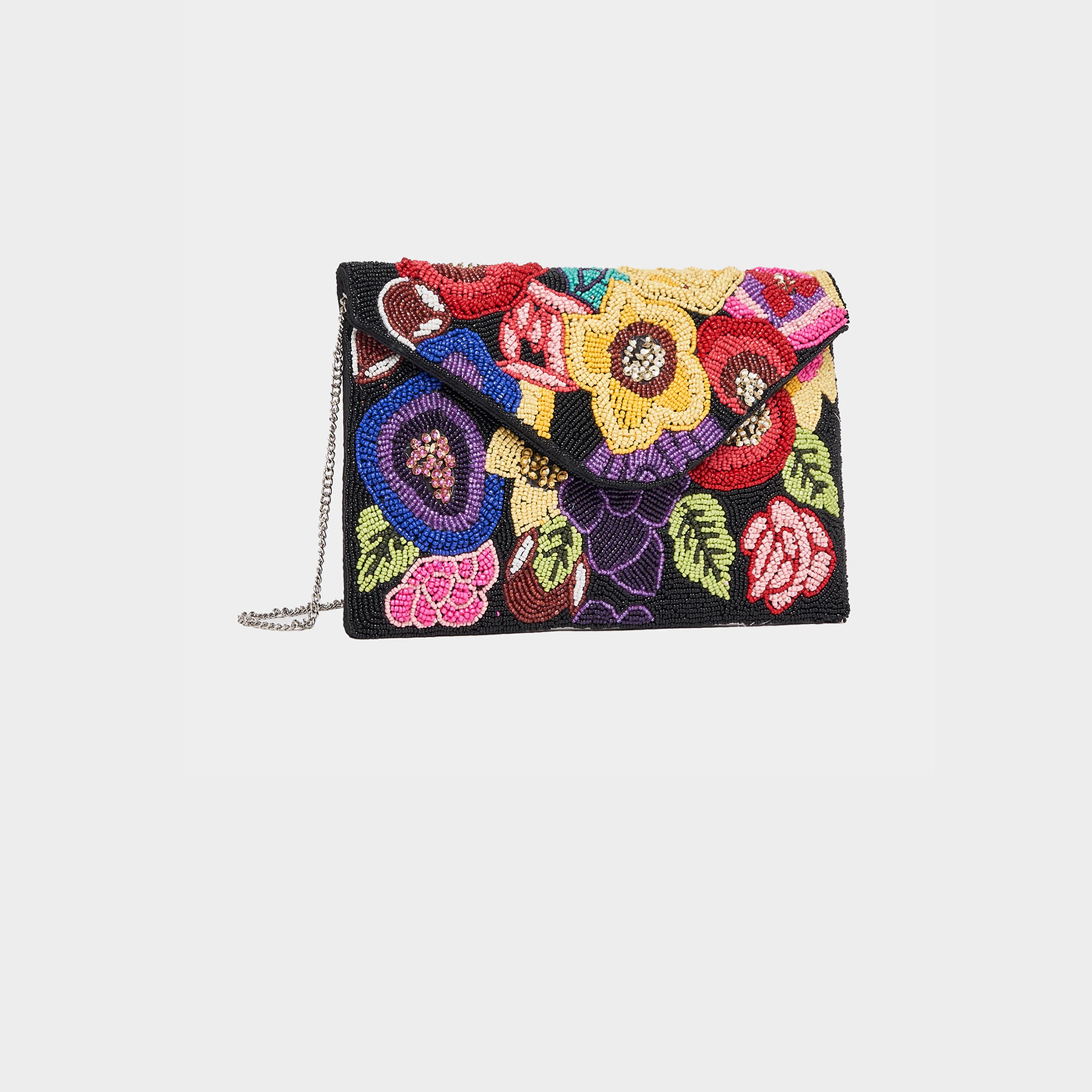 Styli Floral Embellished Clutch with Detachable Chain Strap-women-bagsandwallets-handbags-image-1