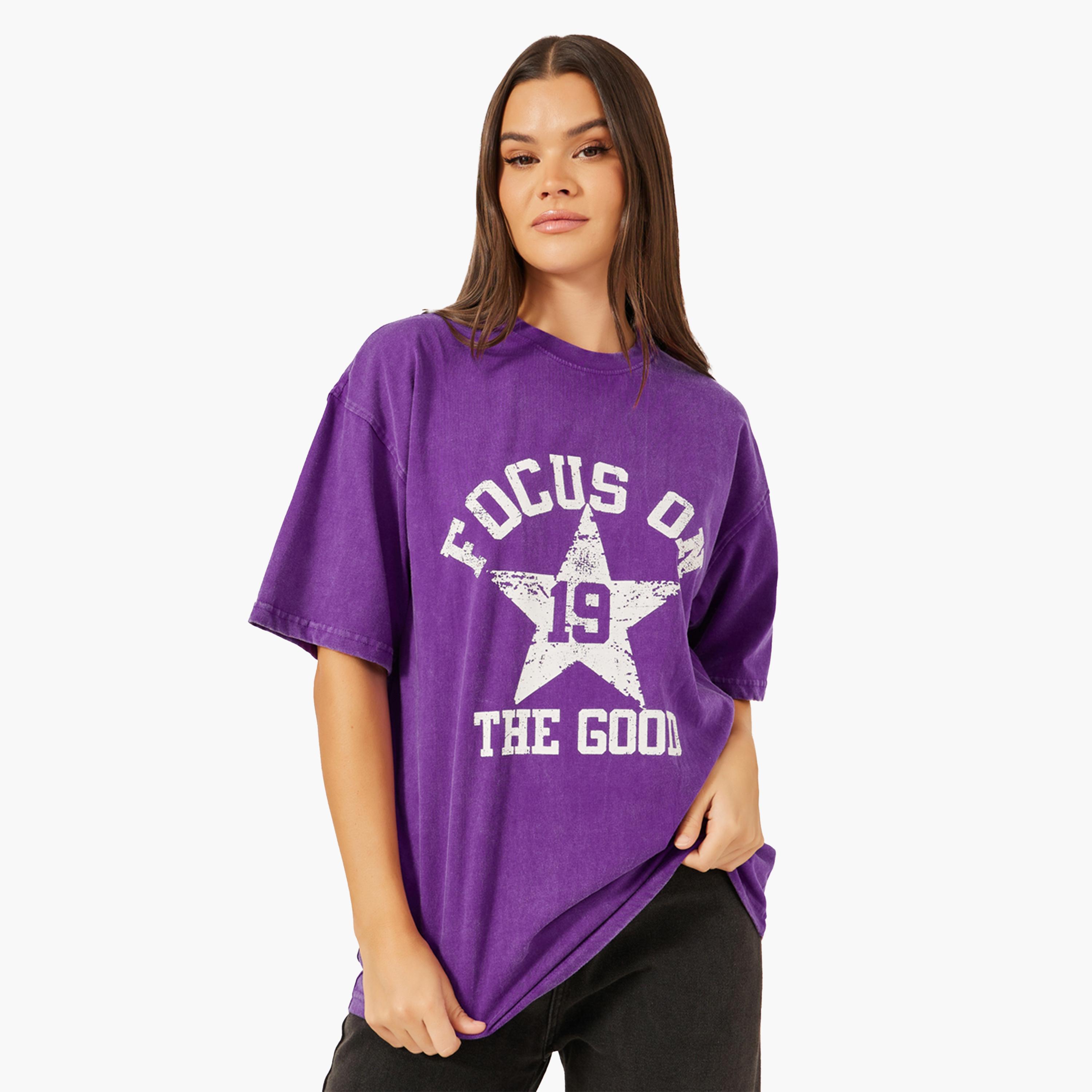 Styli Slogan Printed Acid Washed Oversized T-Shirtâ€‹-women-clothing-tshirts-image-1
